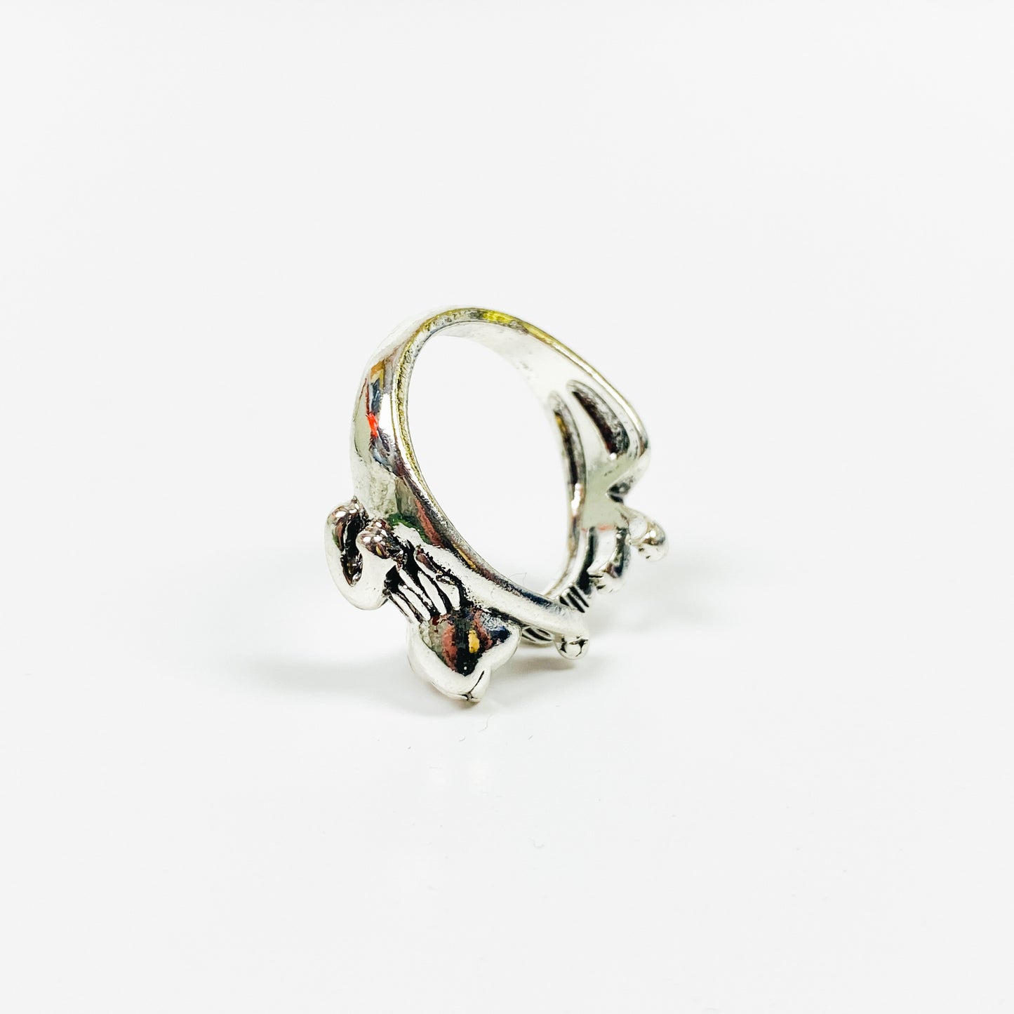 Vintage Retro Adjustable Cat Ring Silver