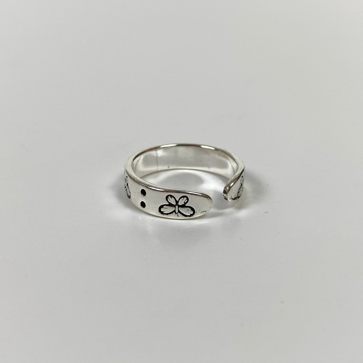 Vintage Adjustable Butterfly Ring Silver