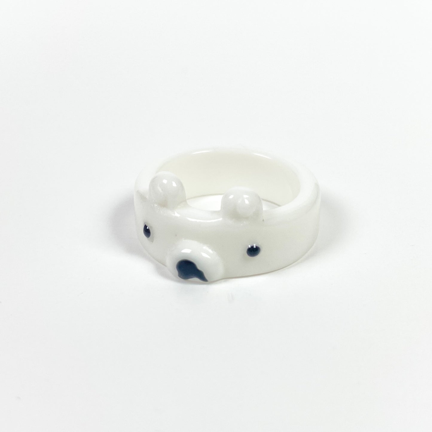 Retro Chunky Bear Ring White