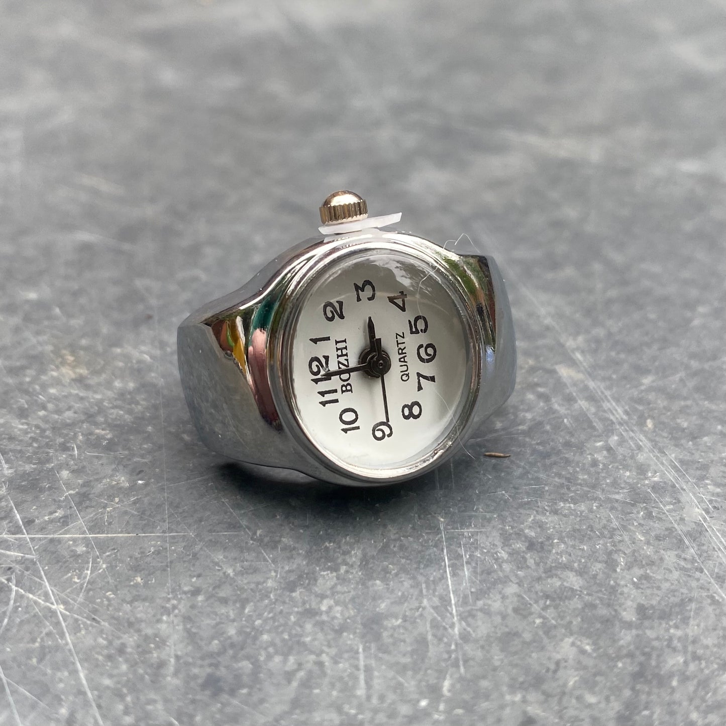 Retro Adjustable Watch Ring Silver White