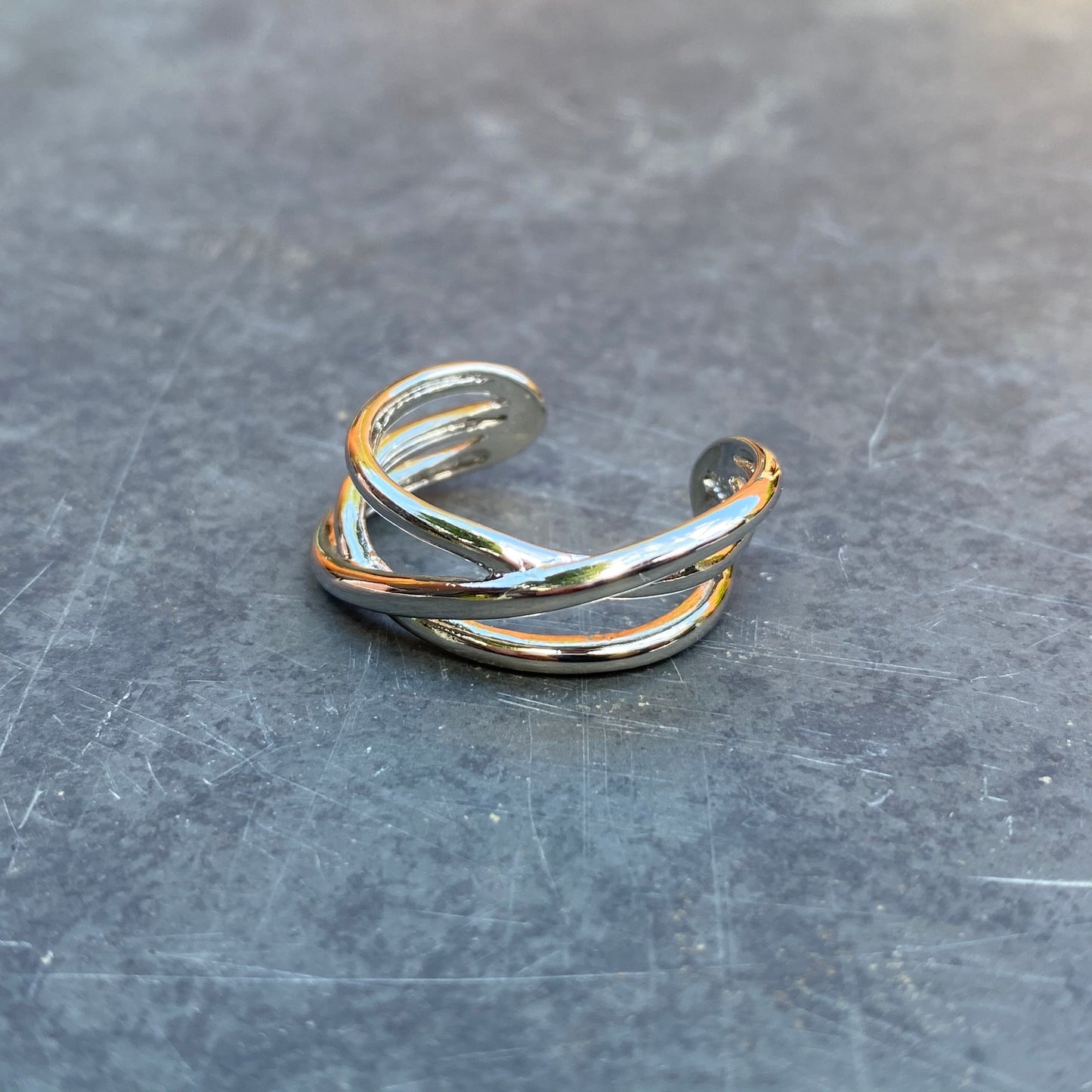 Adjustable Chunky Band Ring Silver