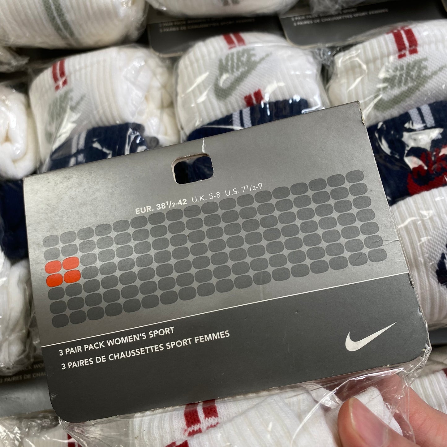 Vintage Nike Socks 3 Pack Striped UK4-9