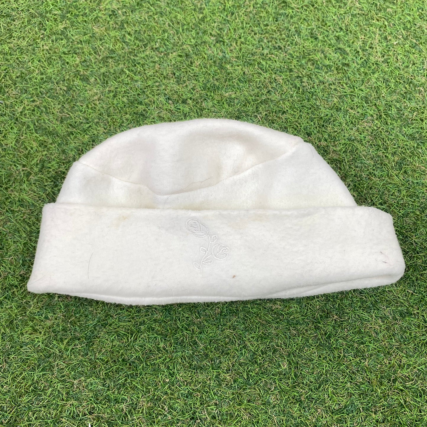 Retro Fleece Beanie Hat Cream White