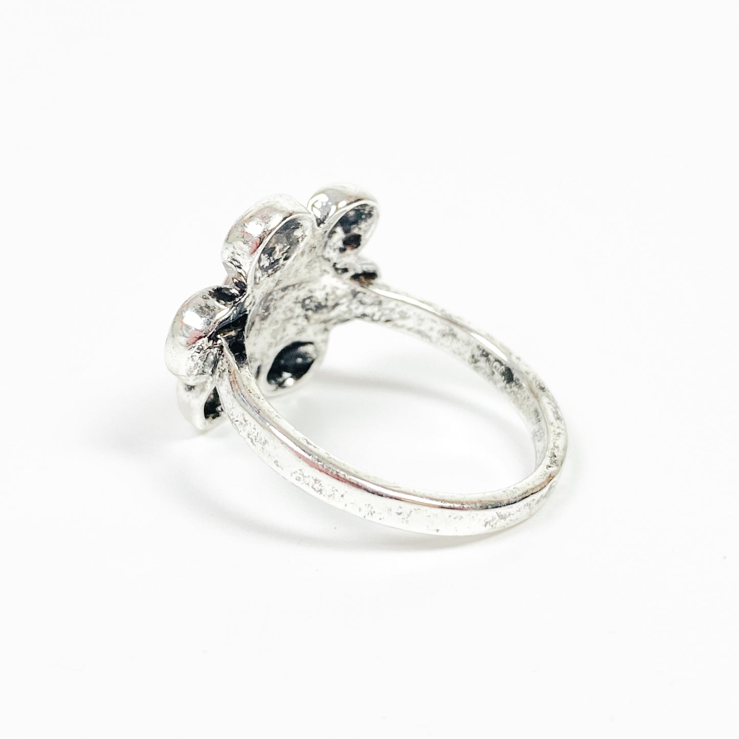 Retro Vintage Flower Signet Ring Silver