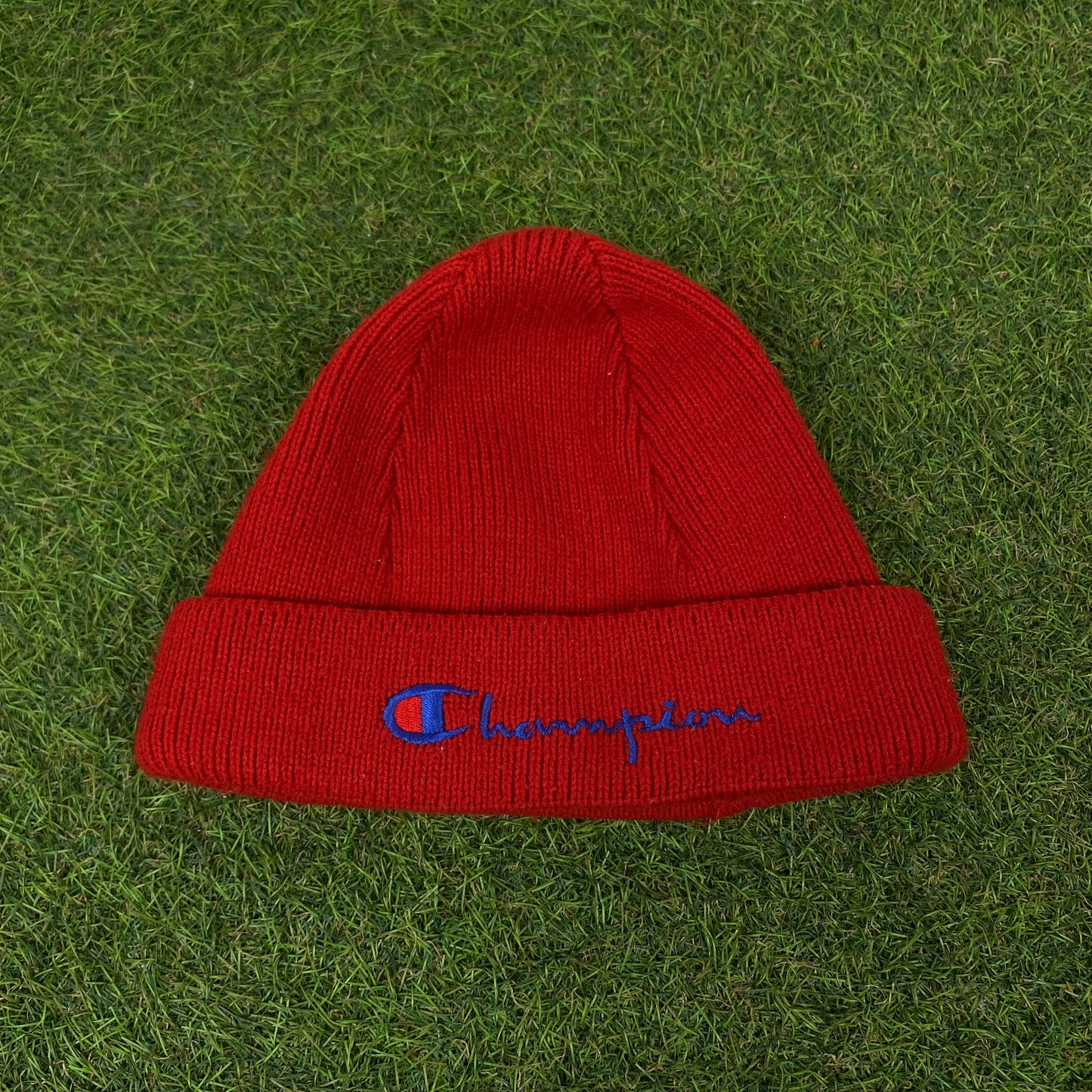 Vintage Champion Beanie Hat Red