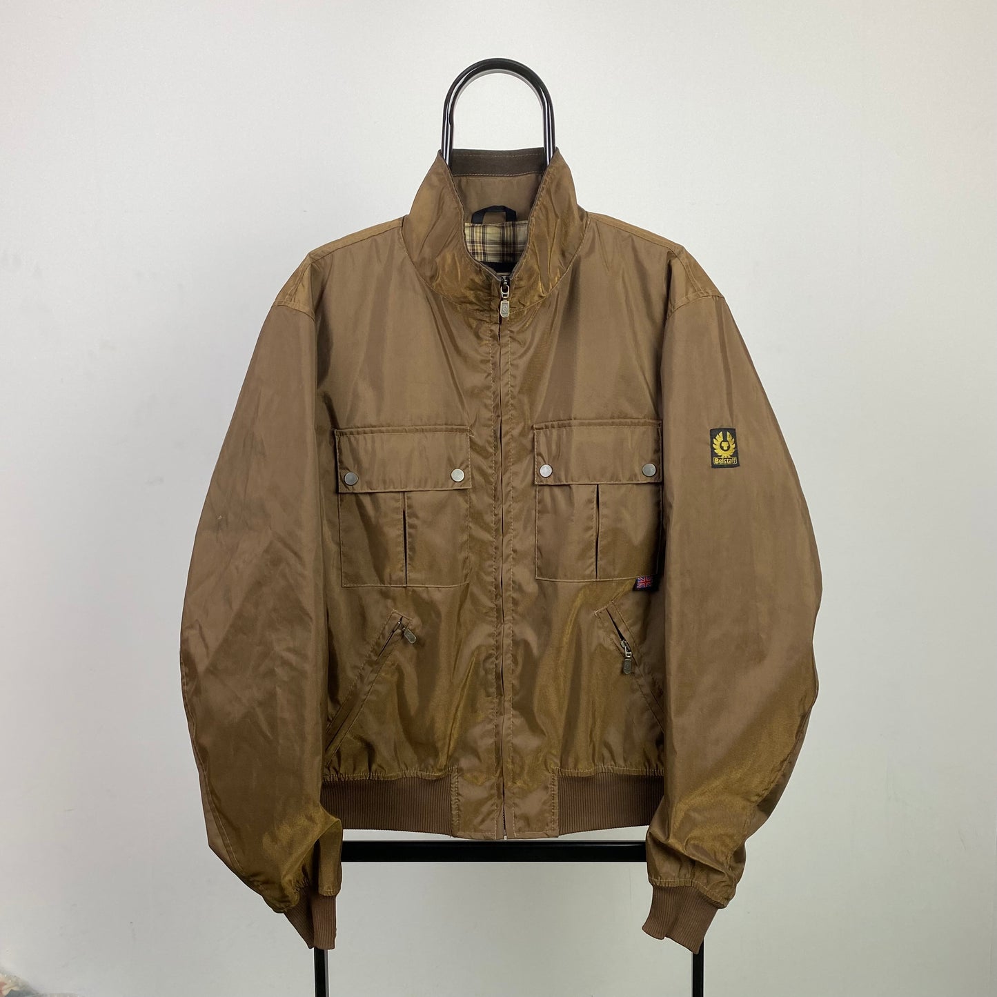 Retro 90s Belstaff Waterproof Coat Jacket Brown Medium