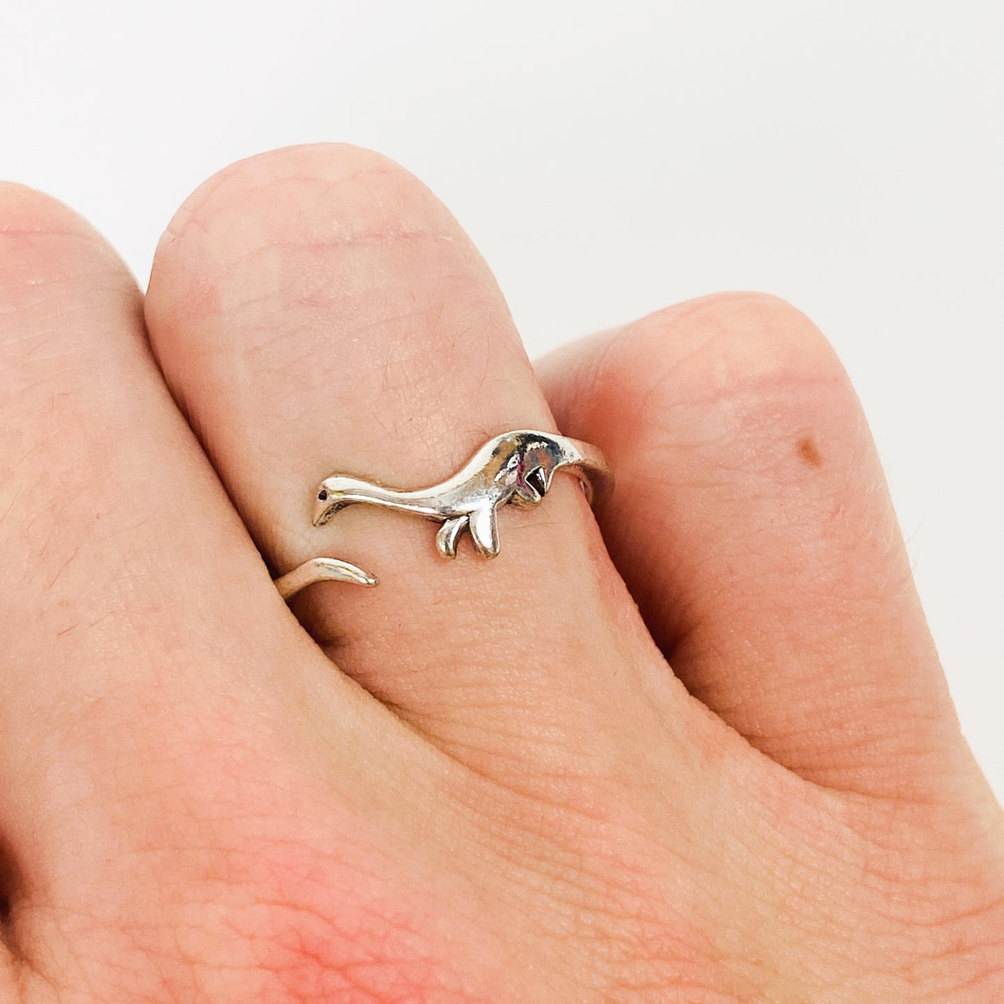 Vintage Retro Adjustable Dinosaur Ring Silver