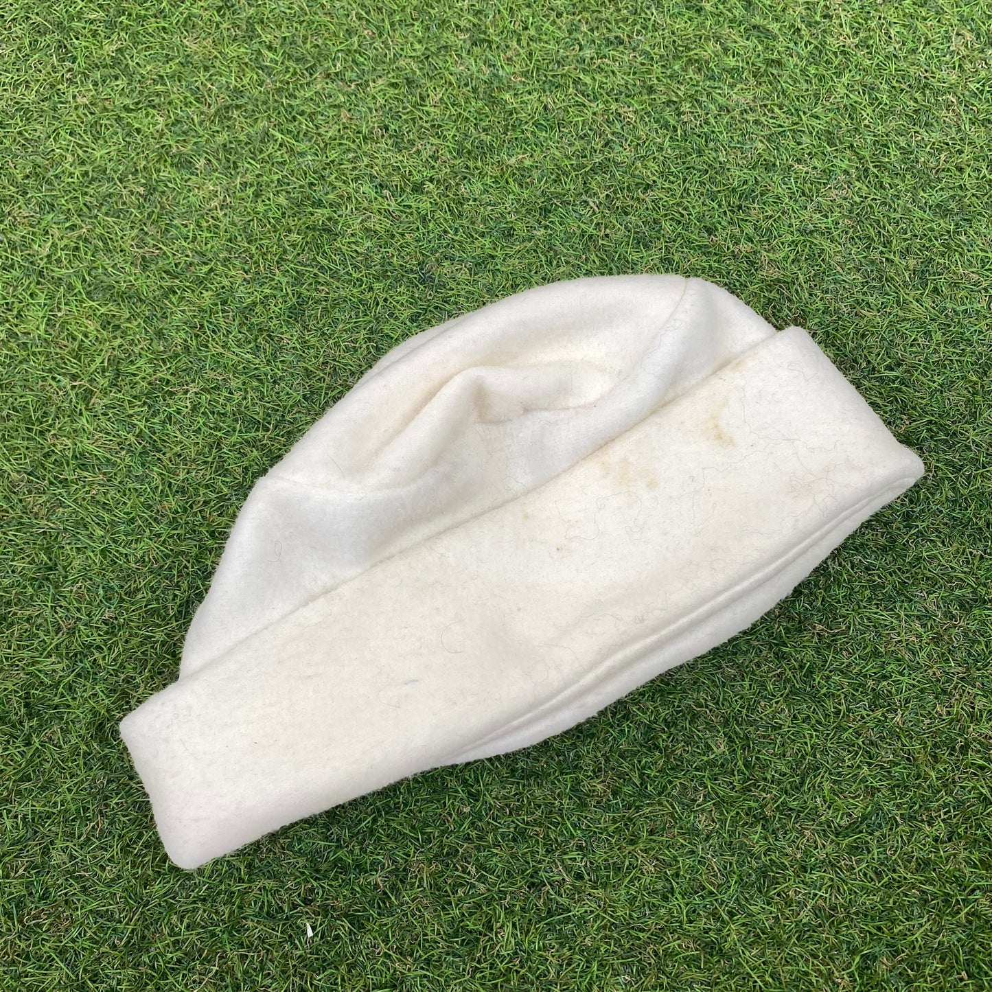 Retro Fleece Beanie Hat Cream White