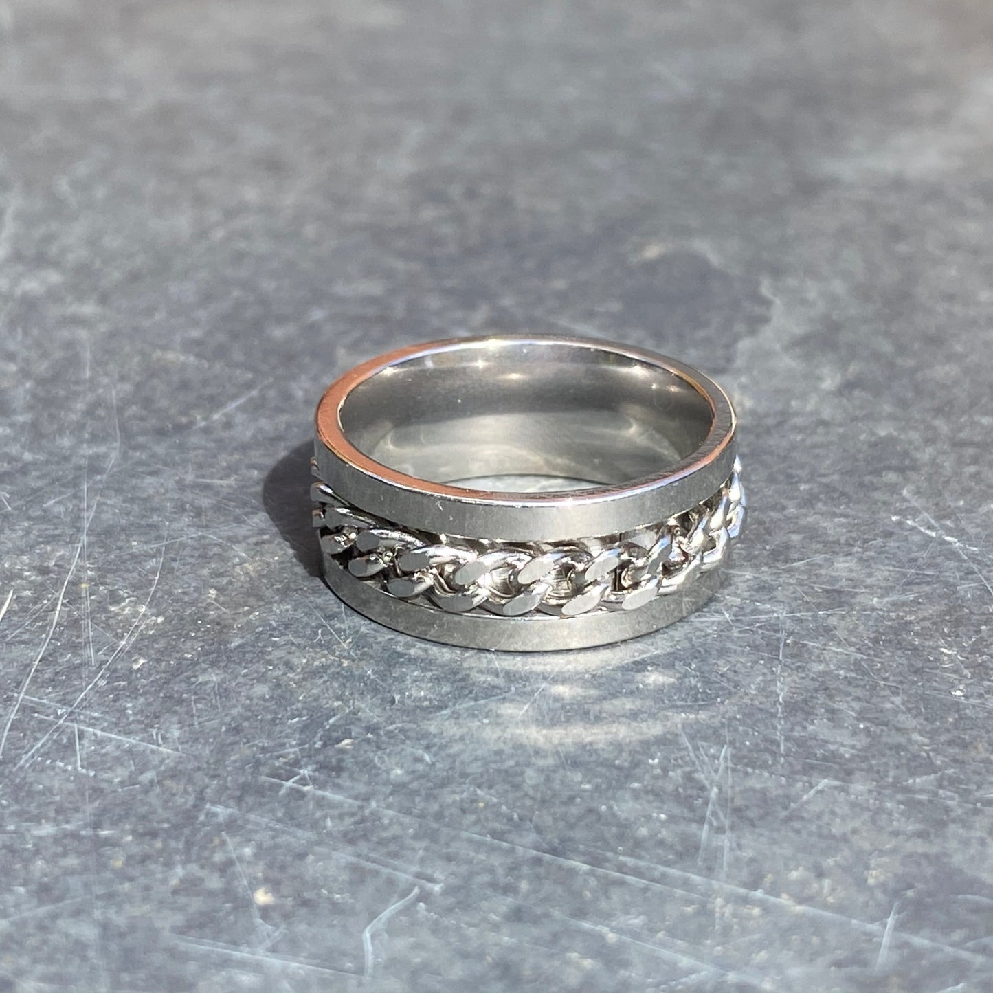 Chain Link Circular Ring Silver
