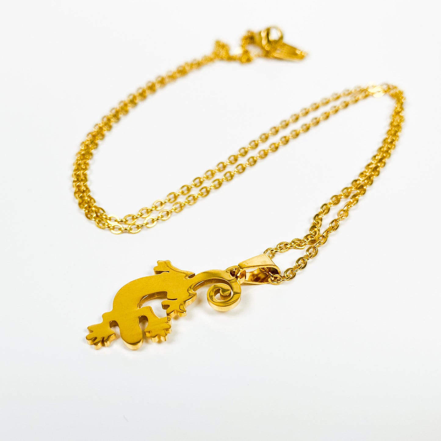 Lizard Charm Necklace Chain Gold