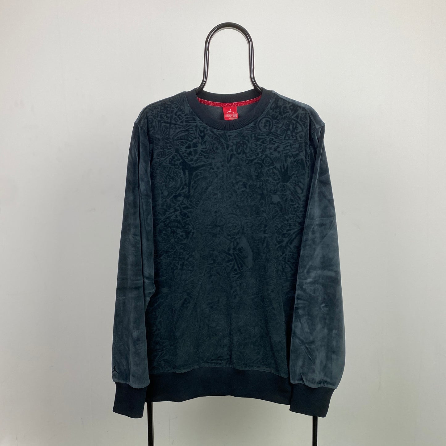 00s Nike Velour Sweatshirt Black Small