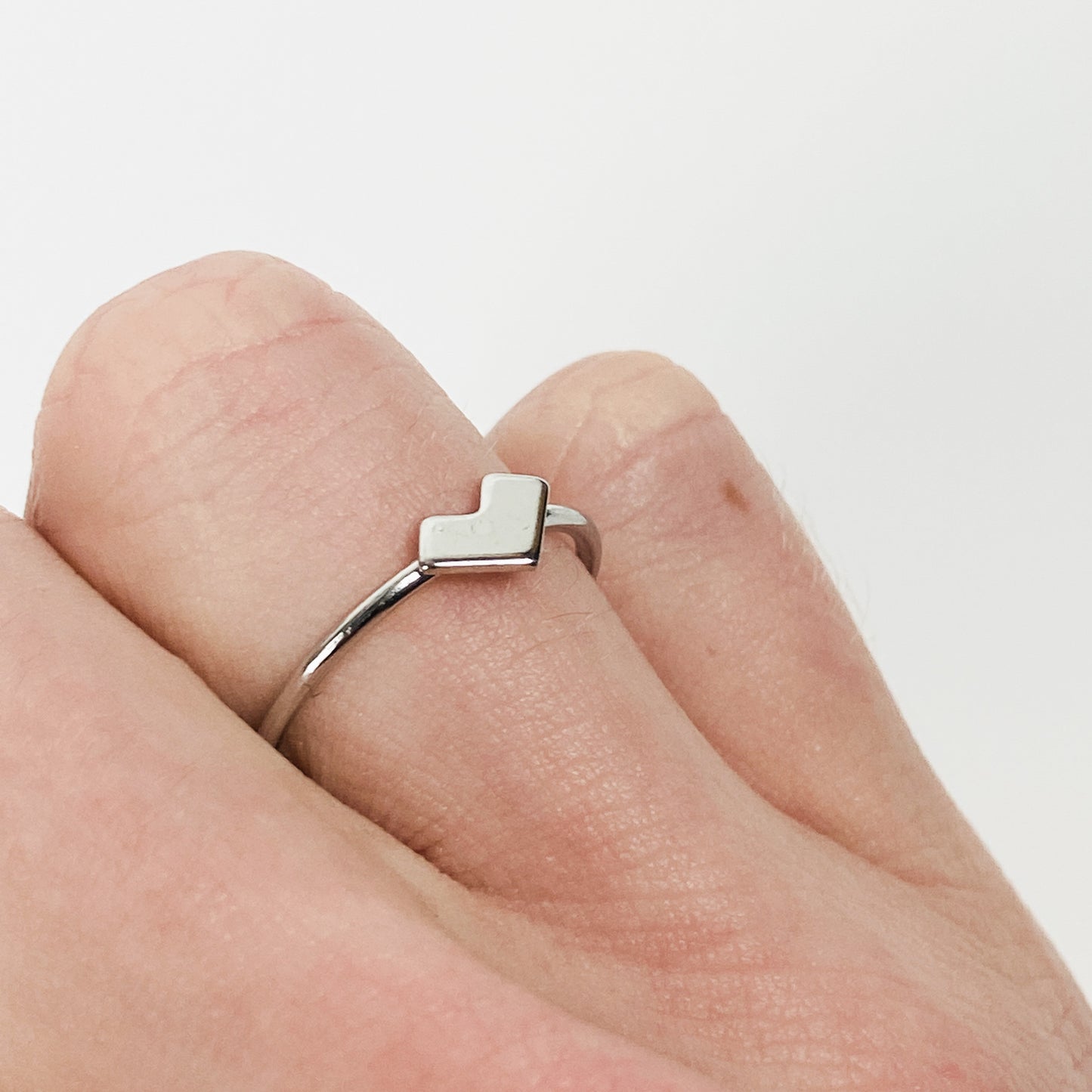Vintage Retro Adjustable Heart Ring Silver