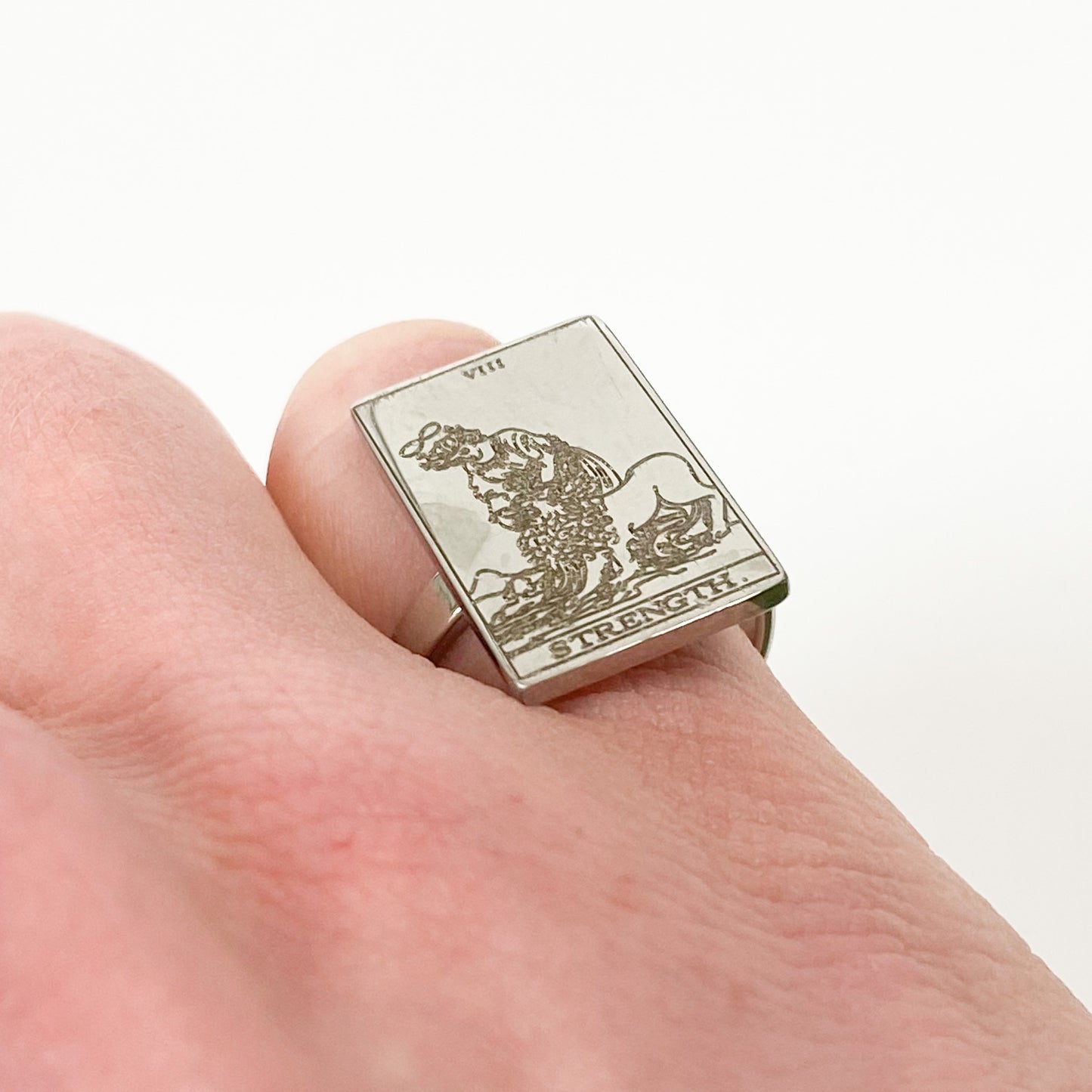 Vintage Strength Tarot Ring Silver