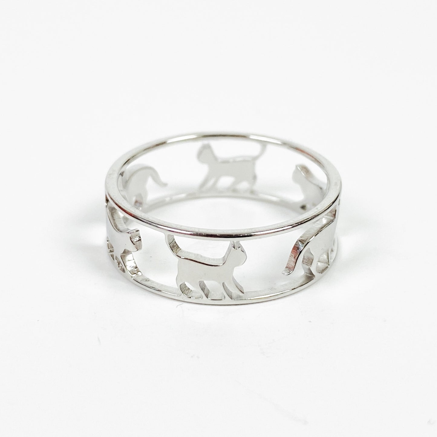 Retro Vintage Cat Ring Silver