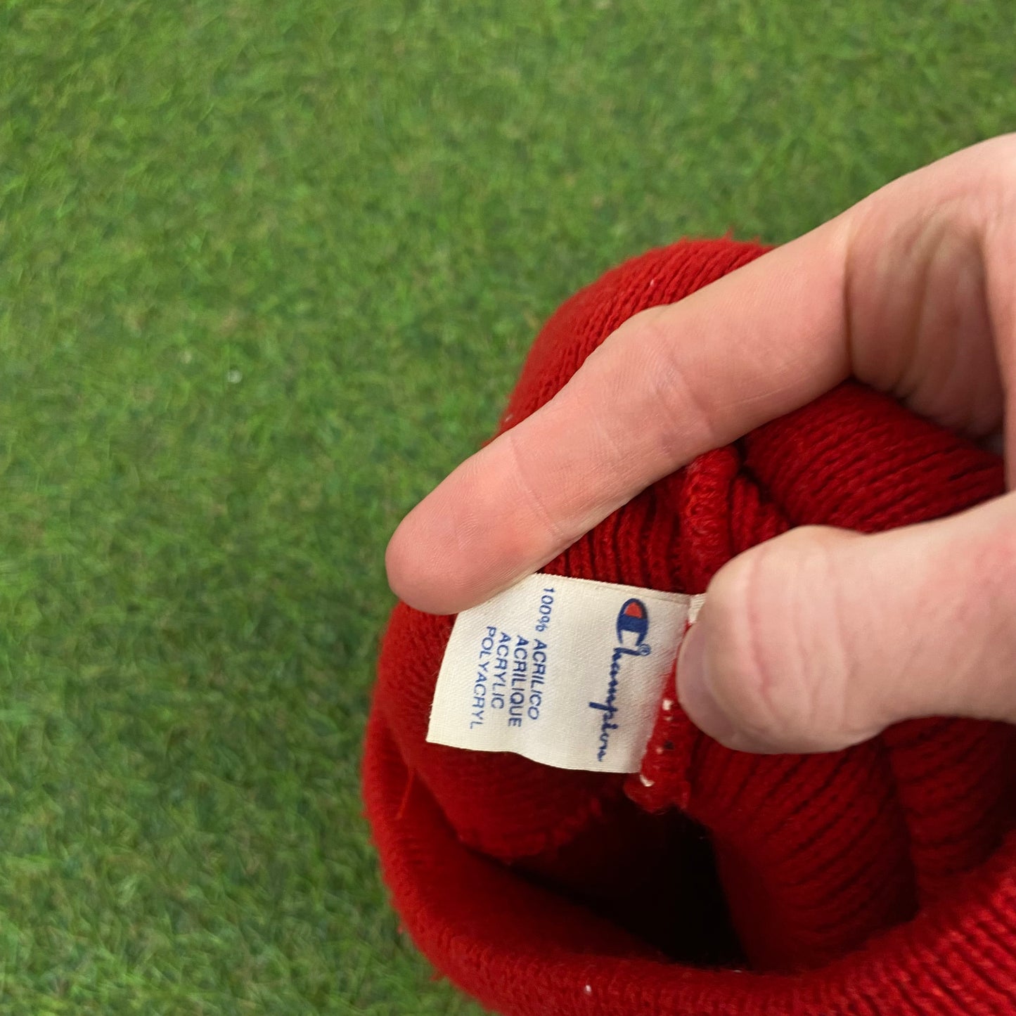 Vintage Champion Beanie Hat Red