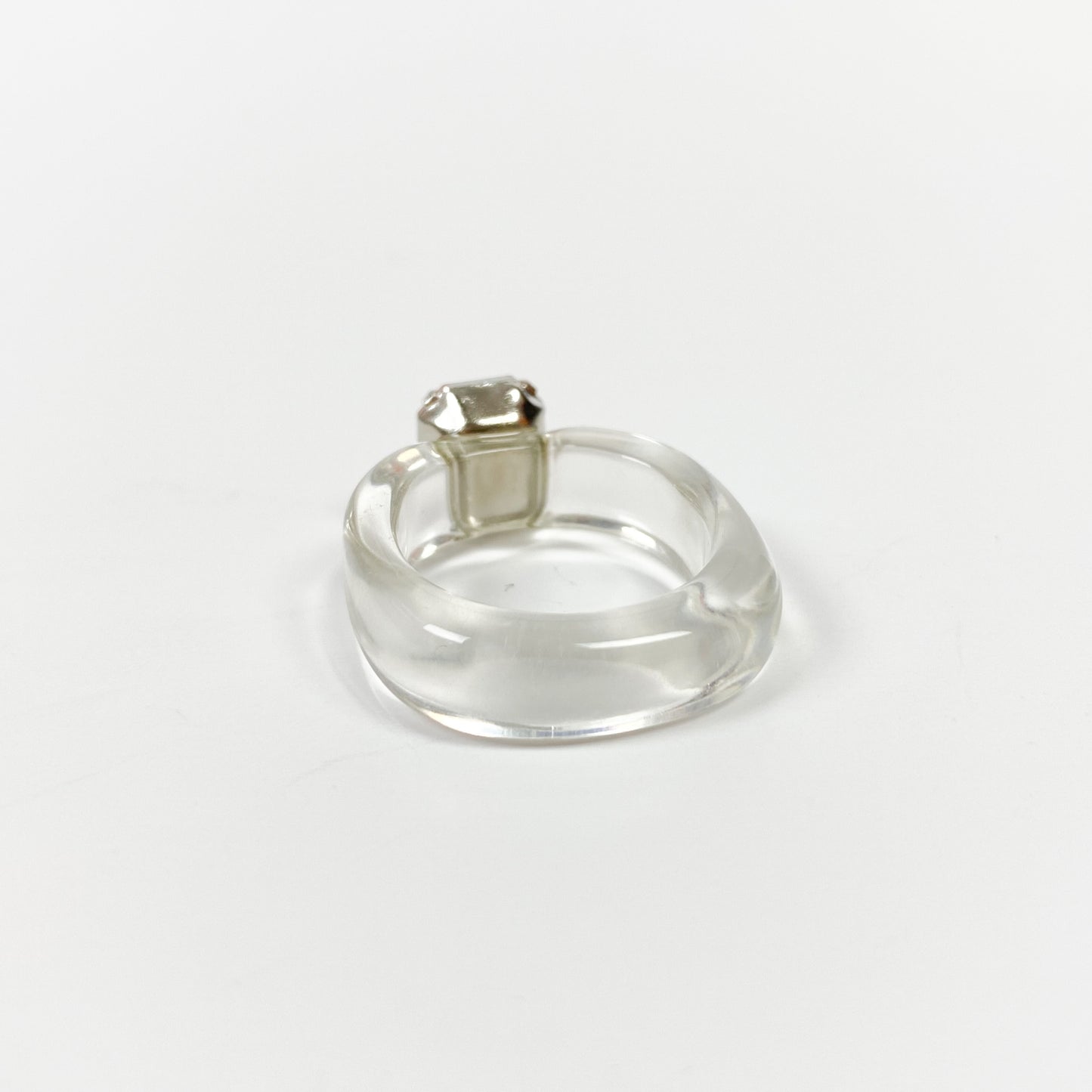 Retro Chunky Gem Ring Clear