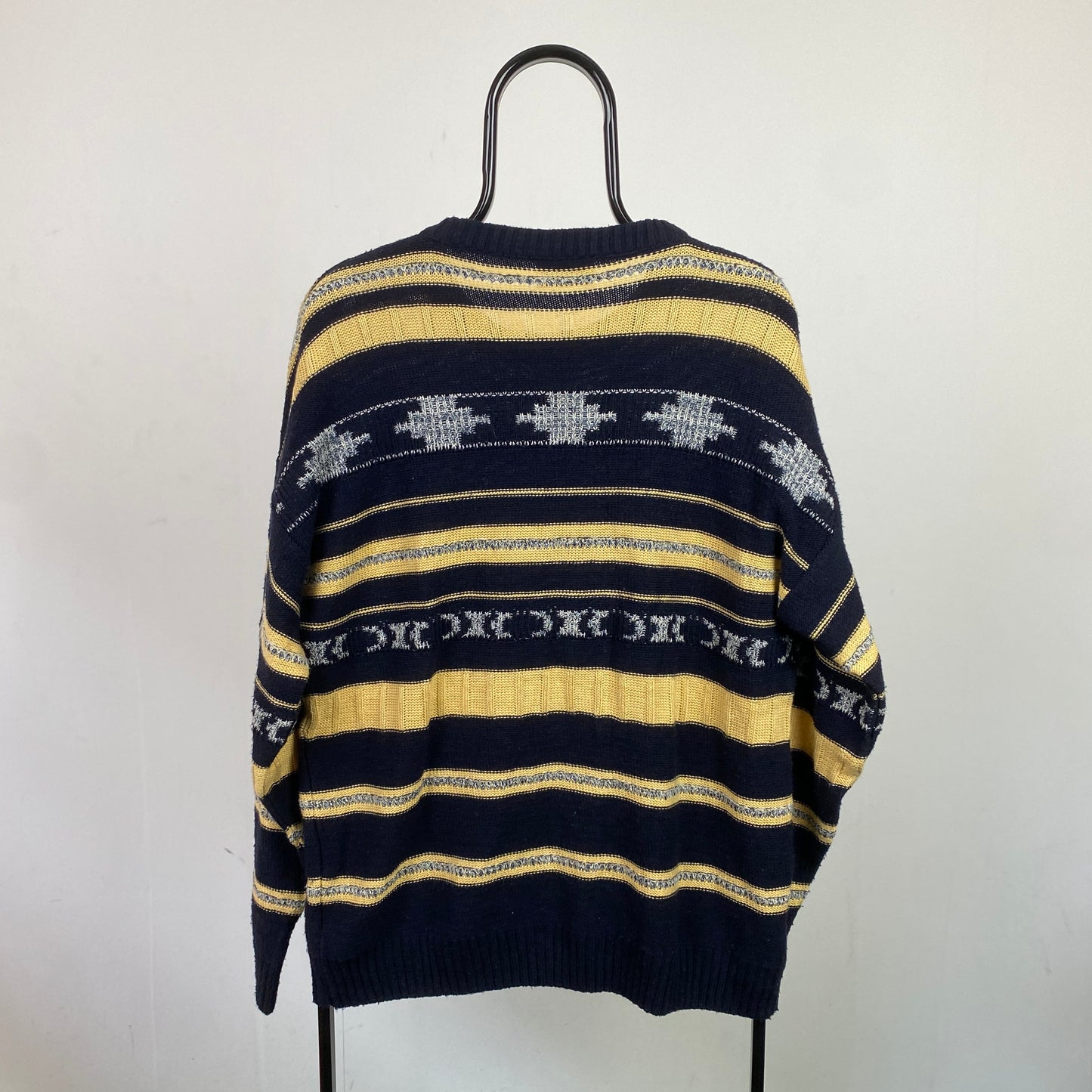 Retro Chunky Knit Sweatshirt Blue Large