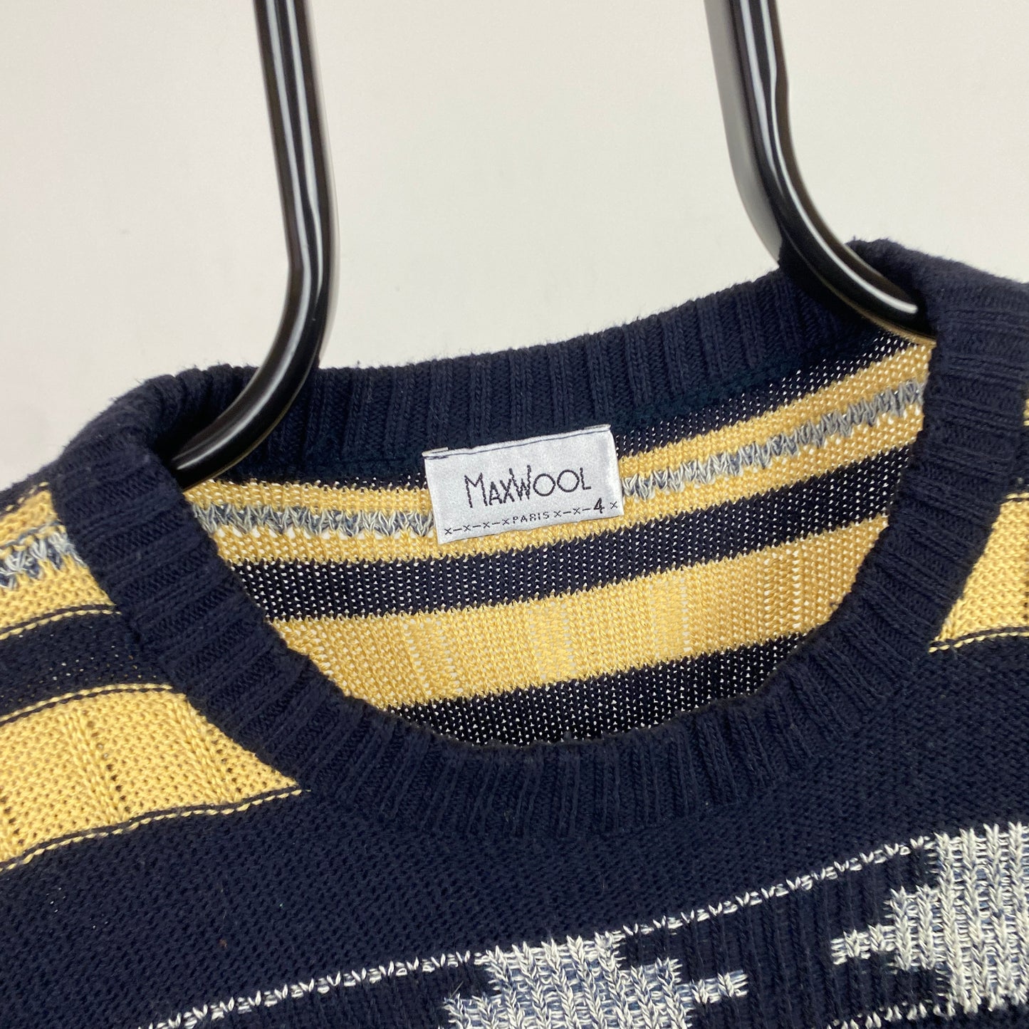 Retro Chunky Knit Sweatshirt Blue Large