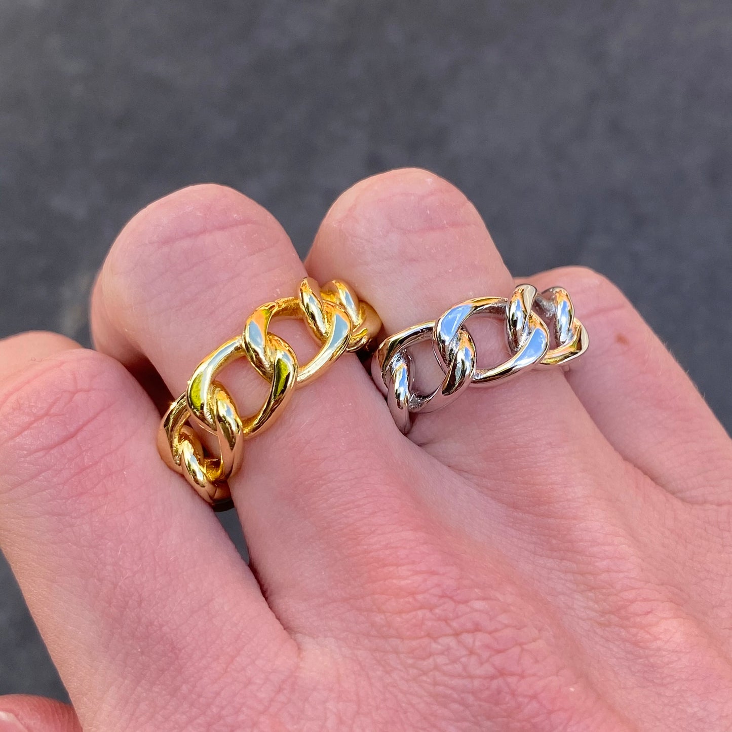Adjustable Chain Link Ring Silver