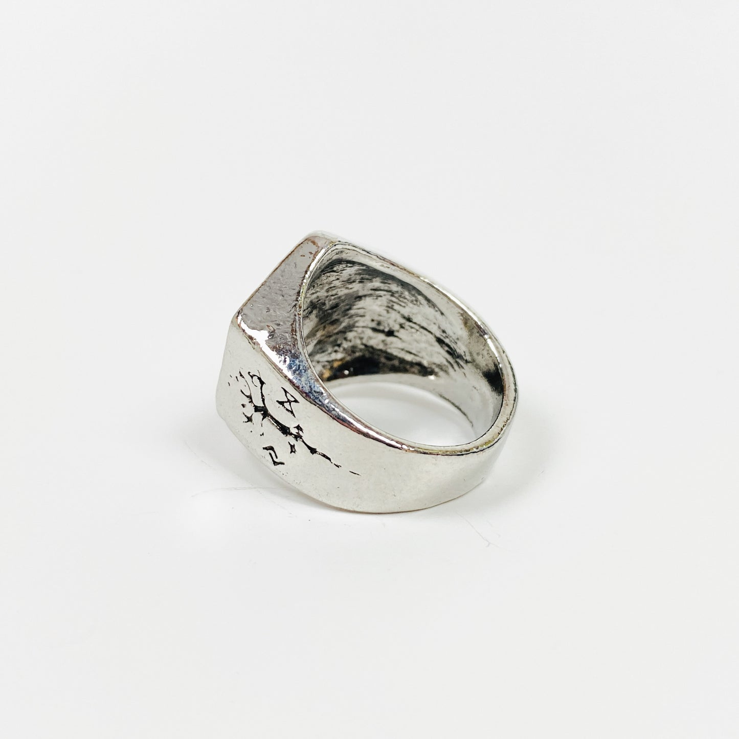 Retro Vintage Aztec Signet Ring Silver