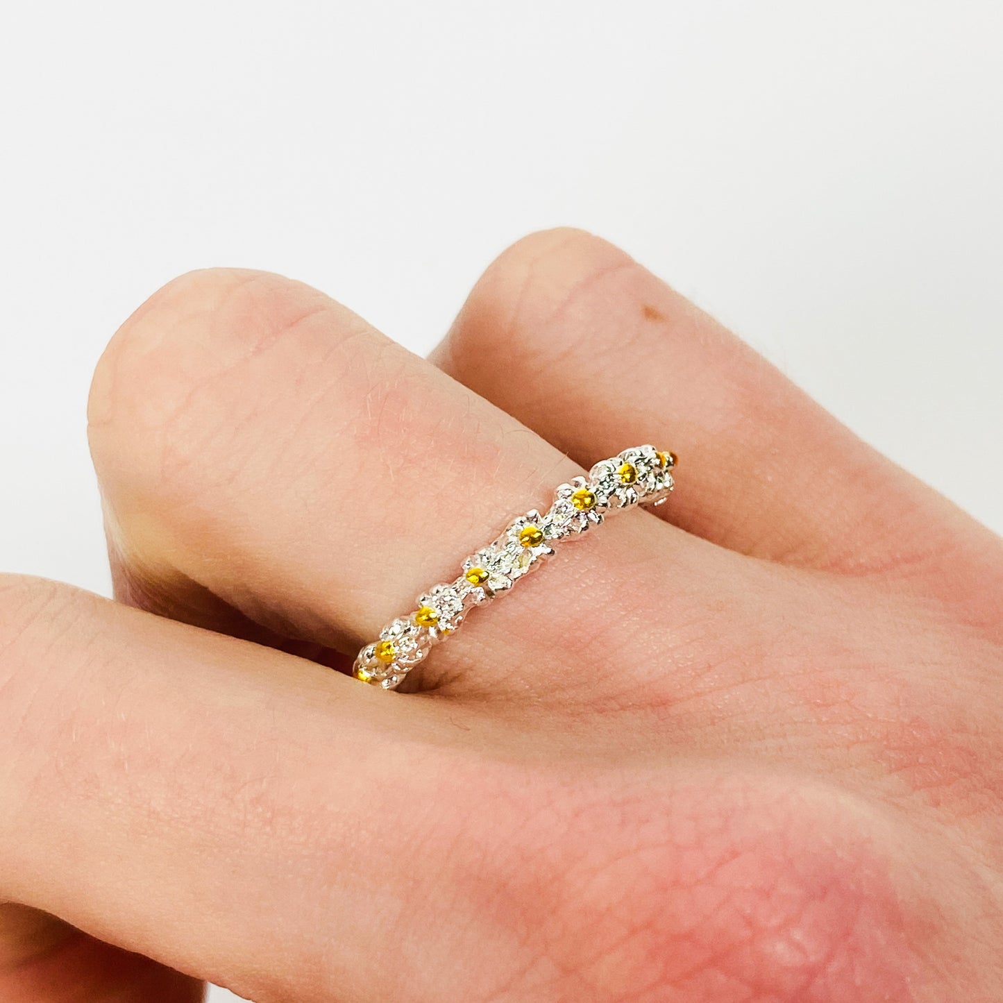 Vintage Retro Adjustable Daisy Ring Silver