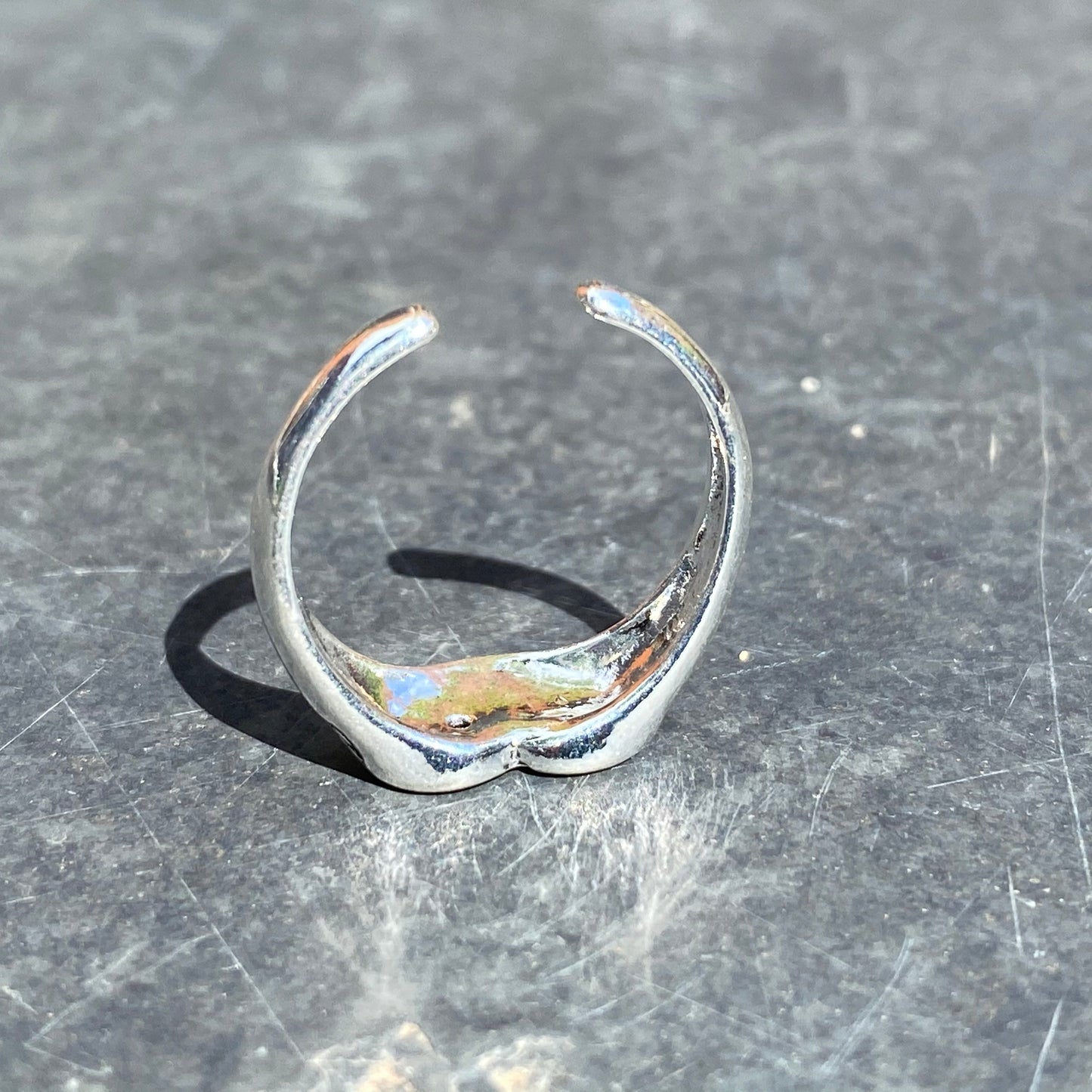 Adjustable Heart Signet Ring Silver