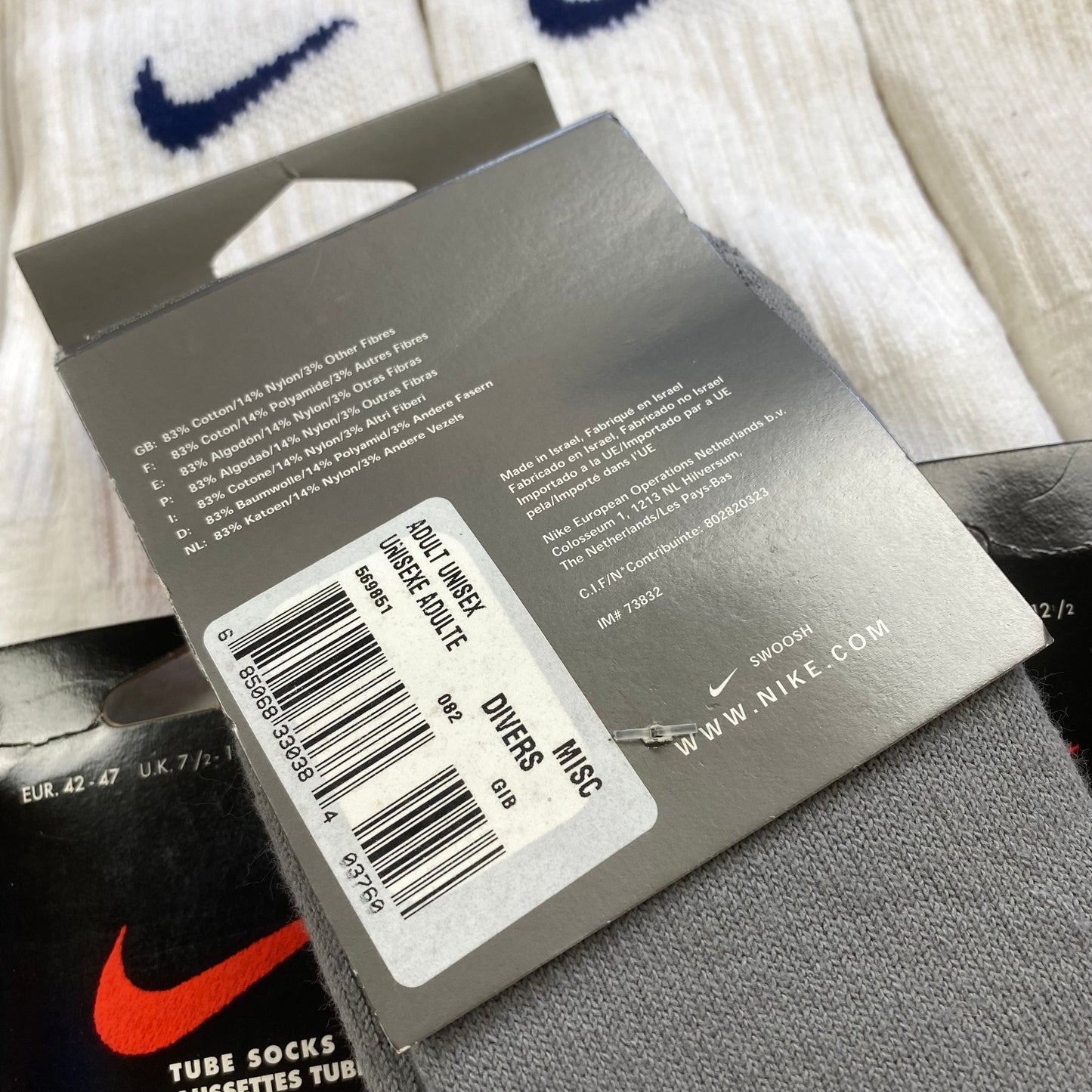 Vintage Nike Tube Socks Grey UK6 - 12