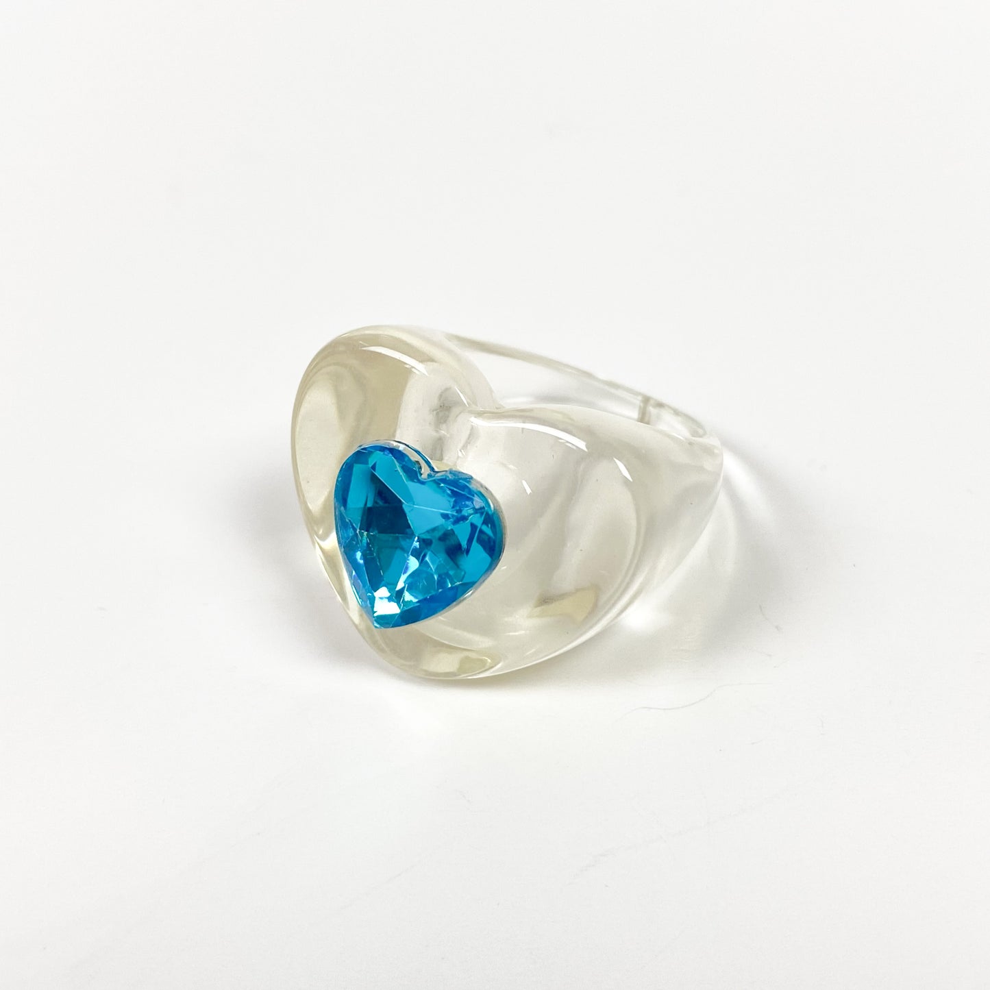 Retro Chunky Heart Ring Clear