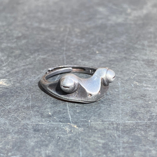 Adjustable Frog Ring Silver