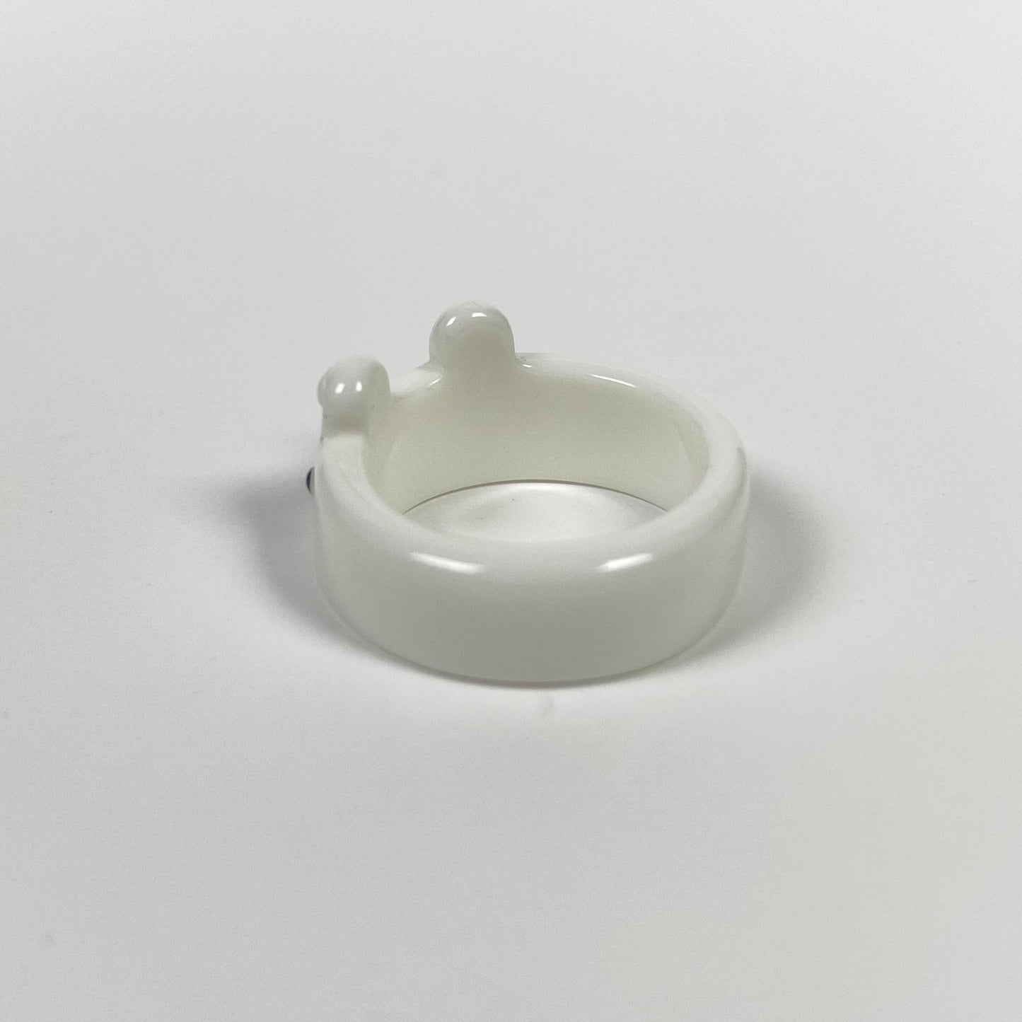 Retro Chunky Bear Ring White