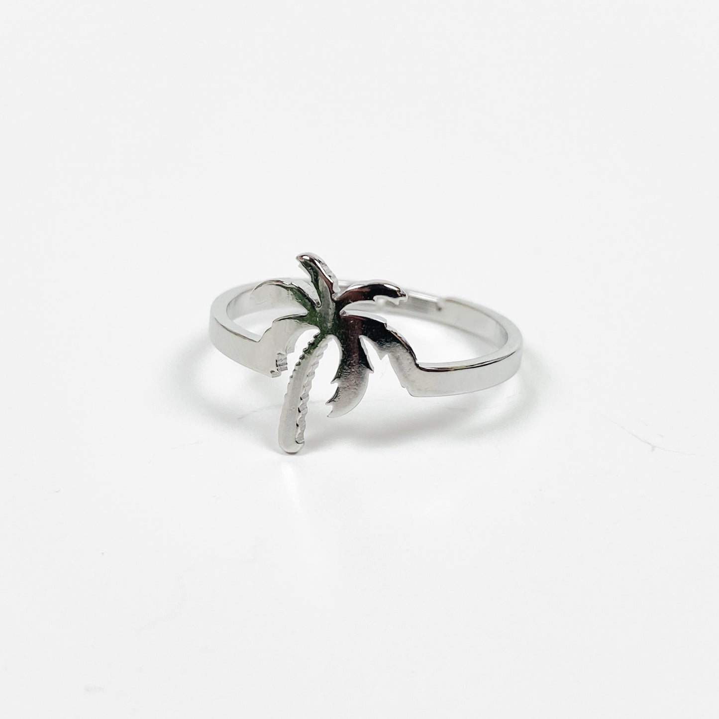 Vintage Retro Adjustable Palm Tree Ring Silver