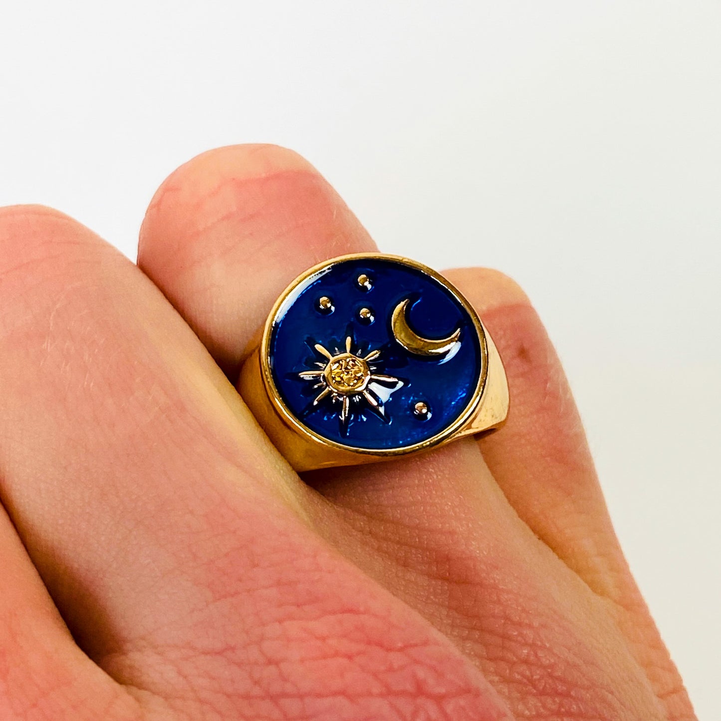 Retro Vintage Adjustable Sun & Moon Ring Gold