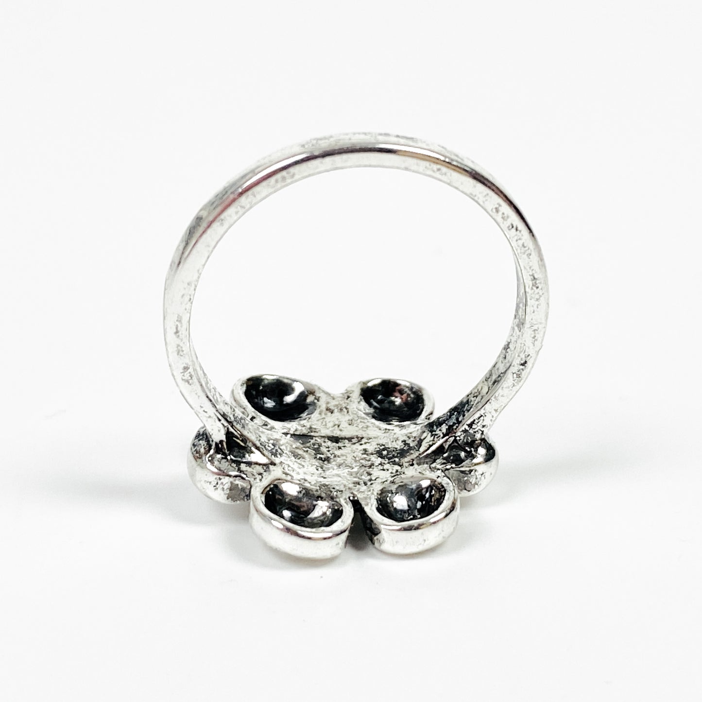 Retro Vintage Flower Signet Ring Silver