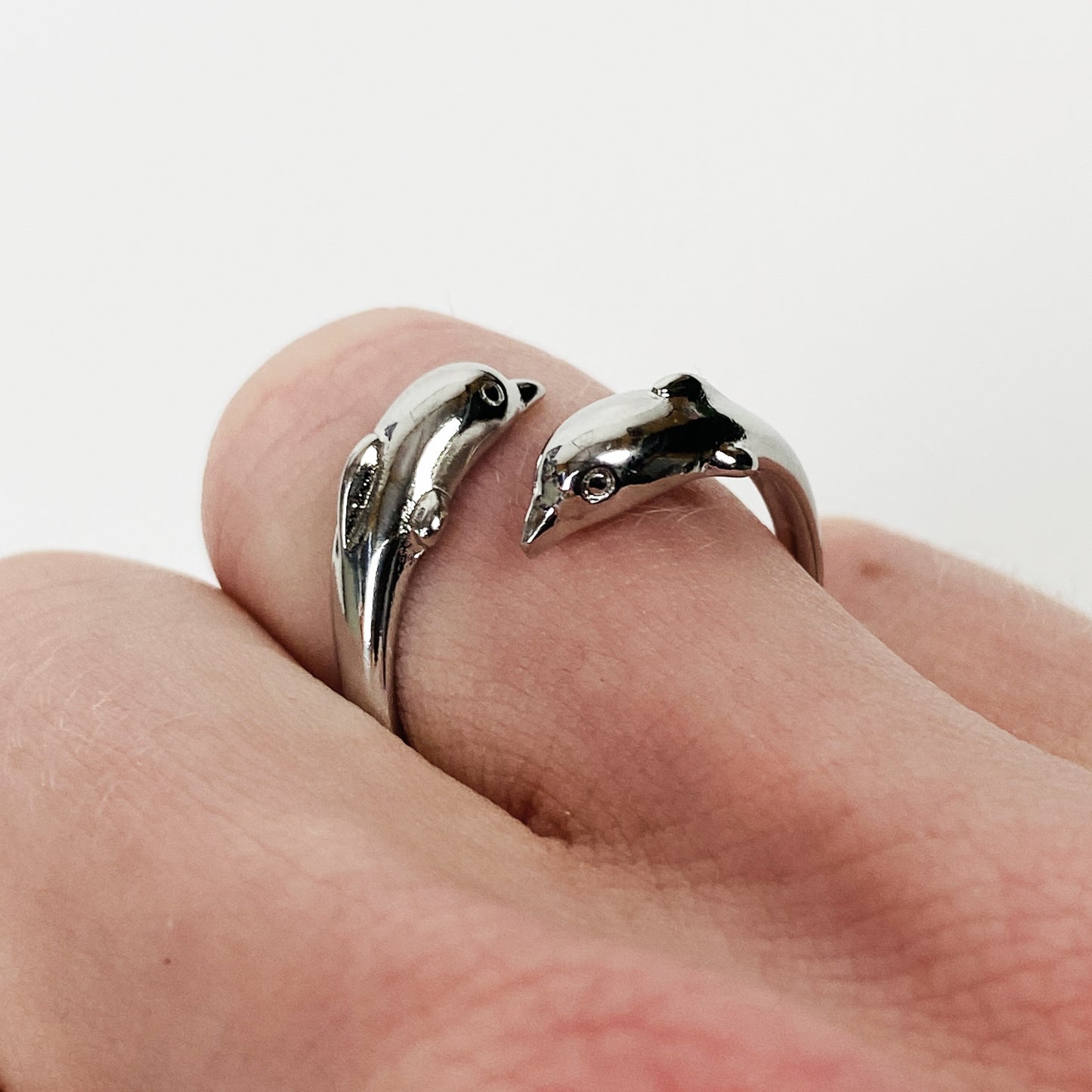 Vintage Retro Adjustable Dolphin Ring Silver
