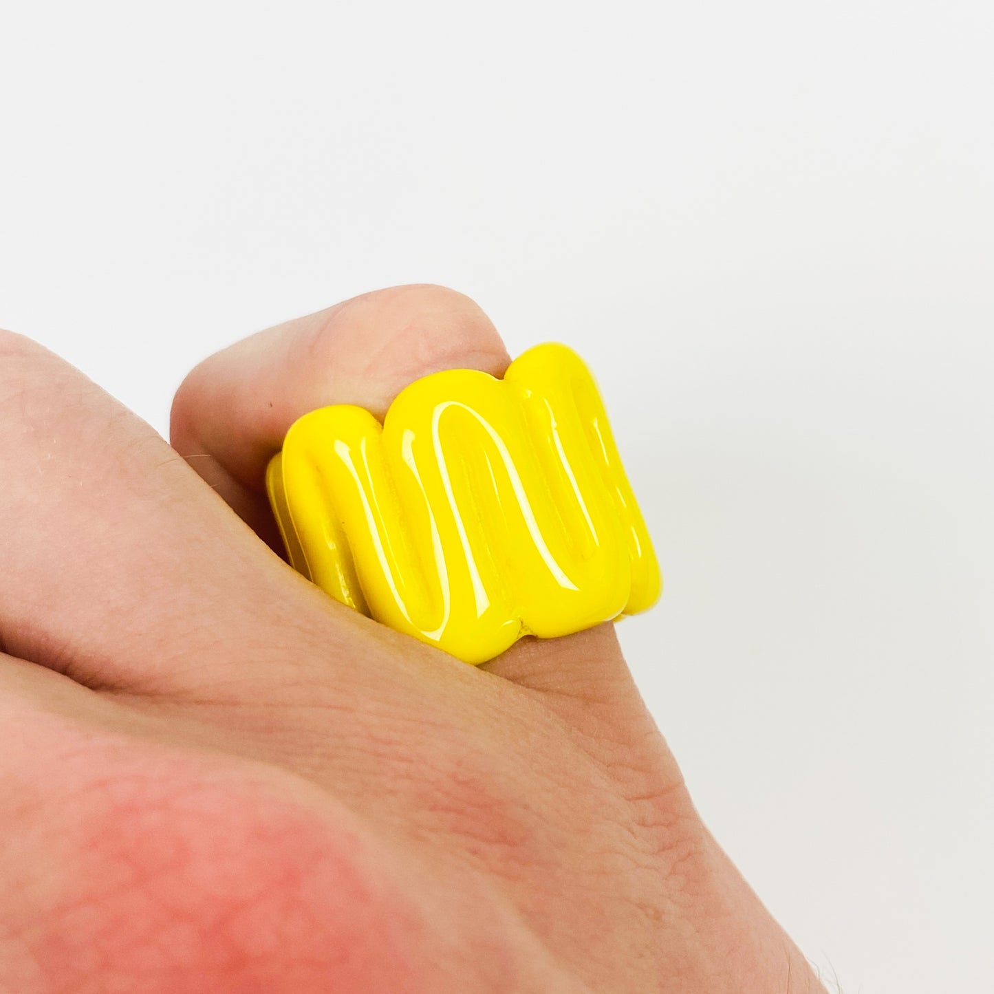 Vintage Retro Chunky Resin Ring Yellow