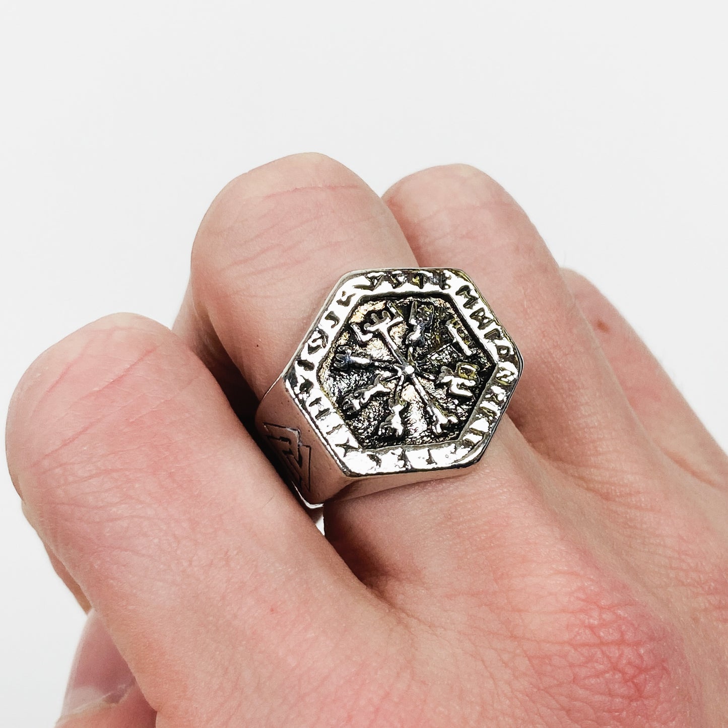Retro Vintage Aztec Signet Ring Silver