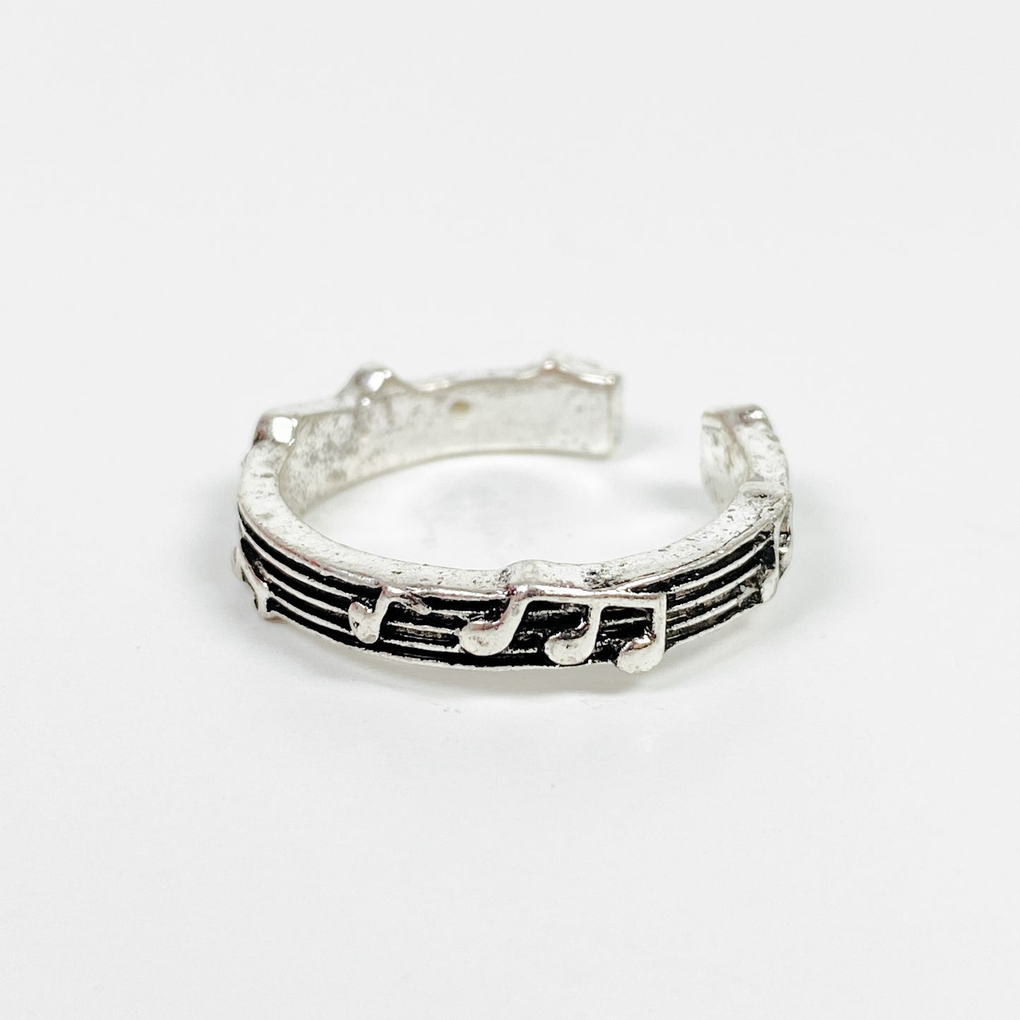 Vintage Retro Adjustable Music Ring Silver