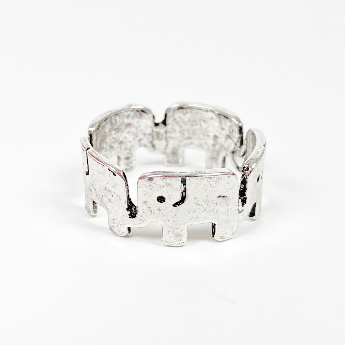 Retro Vintage Elephant Ring Silver