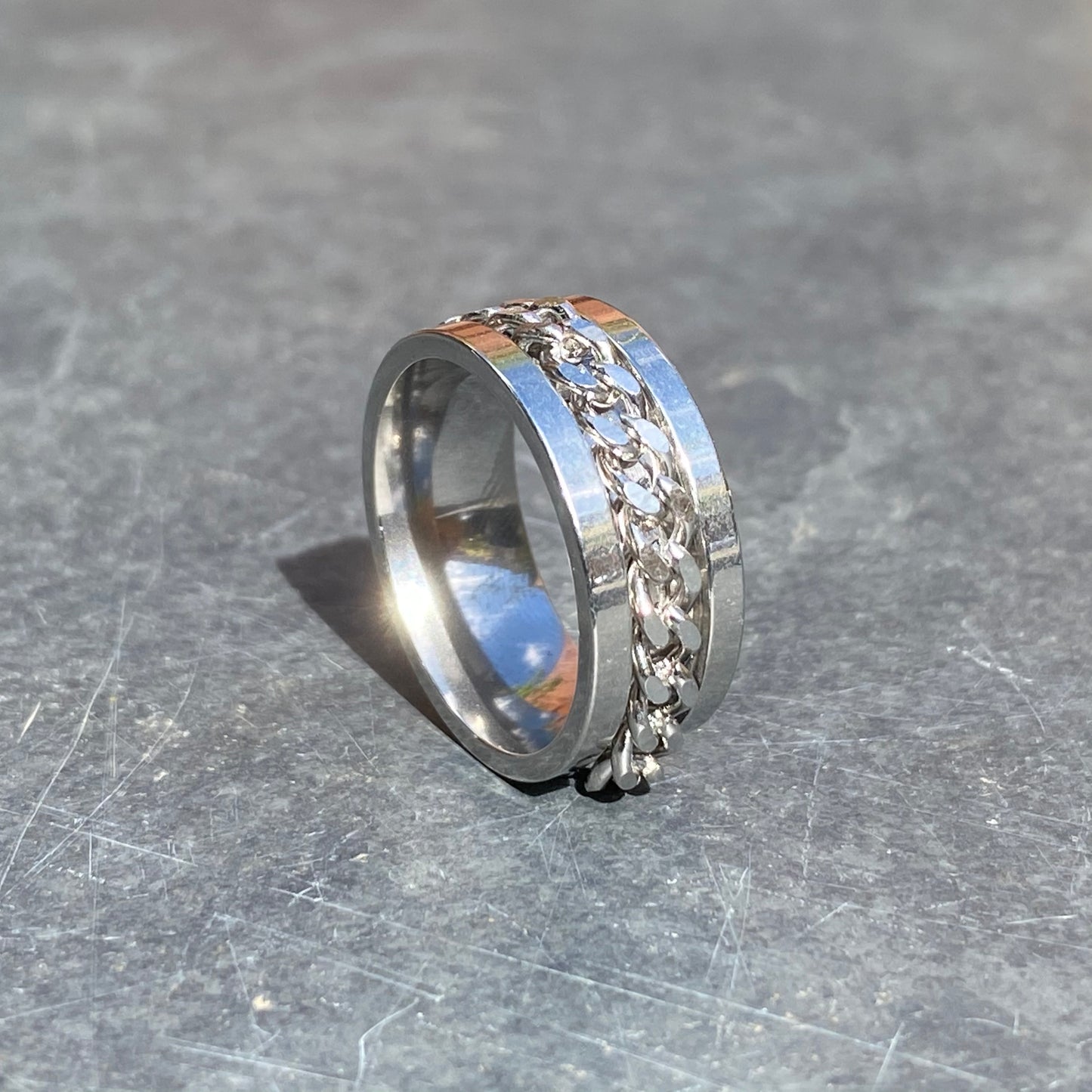 Chain Link Circular Ring Silver
