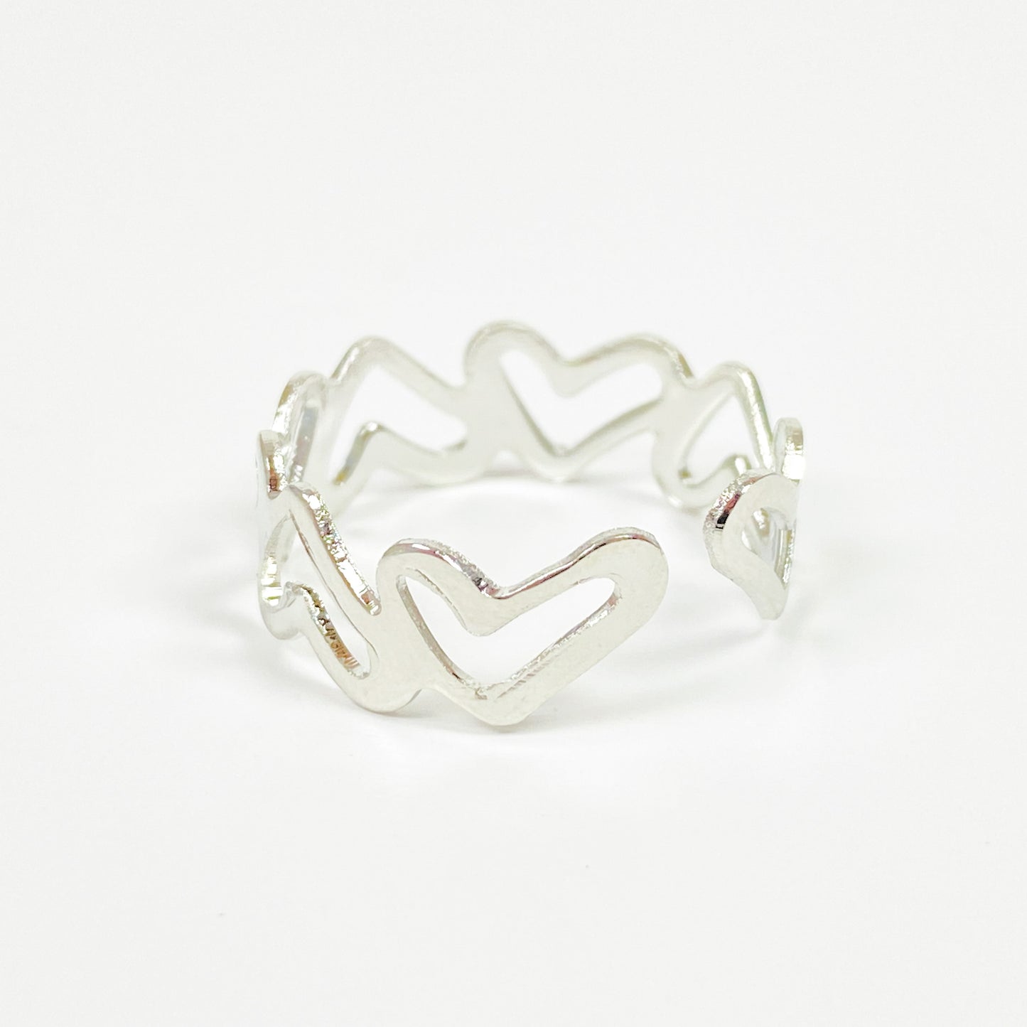 Vintage Retro Adjustable Heart Ring Silver