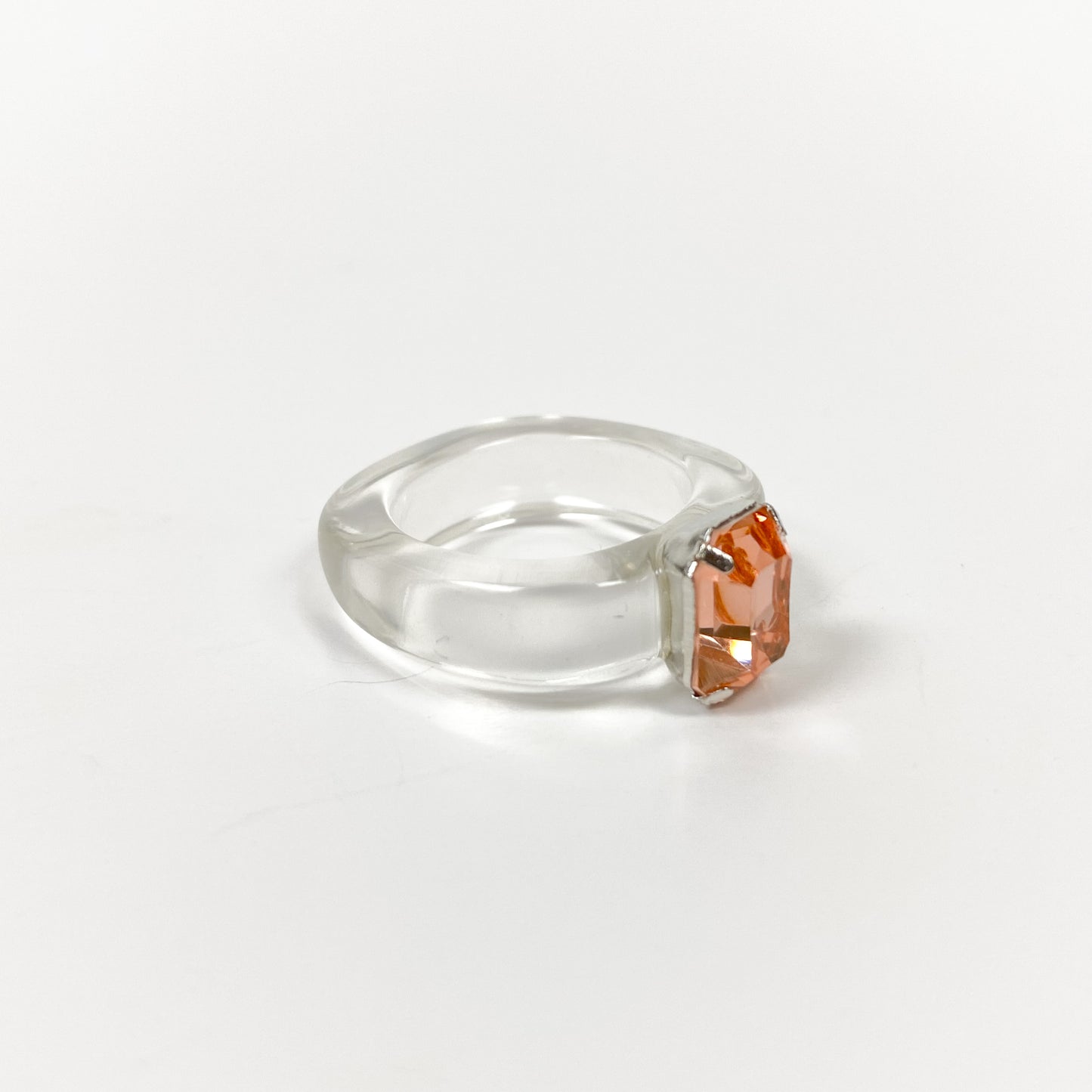 Retro Chunky Gem Ring Clear