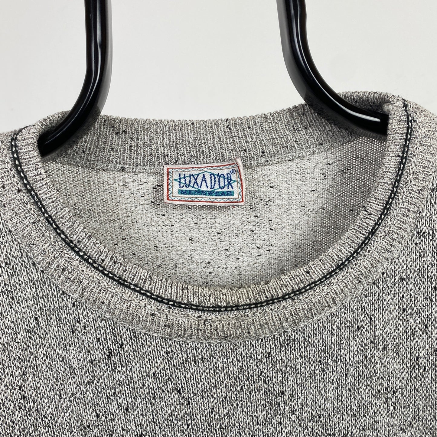 Retro Chunky Knit Sweatshirt Grey XL