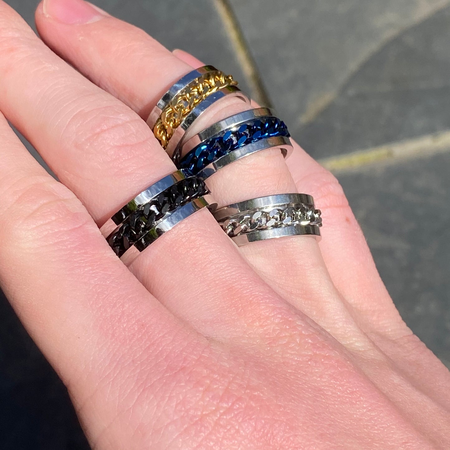 Chain Link Circular Ring Silver