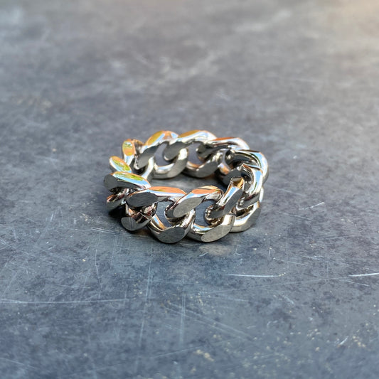 Stainless Steel Chain Link Ring Silver