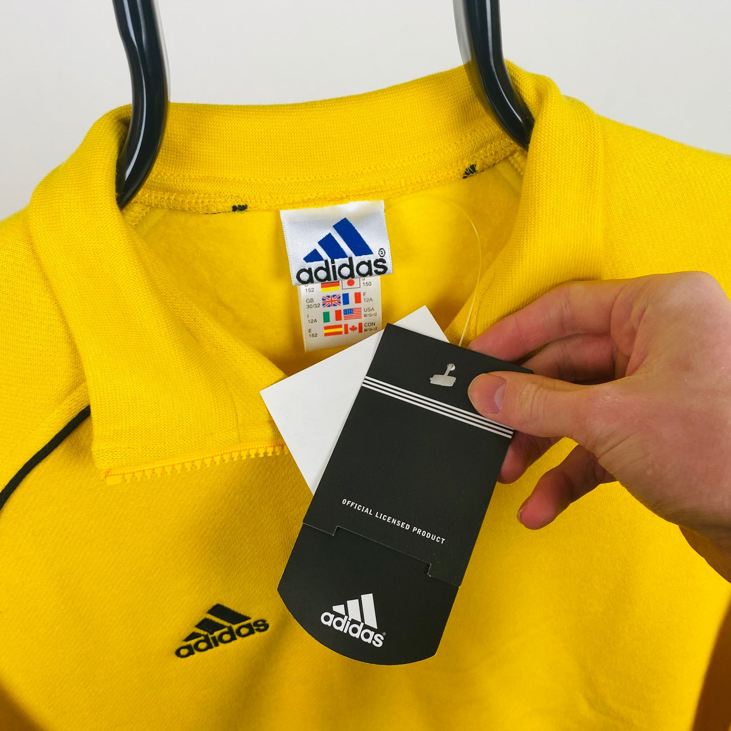 90s Adidas 1/4 Zip Sweatshirt Yellow XS
