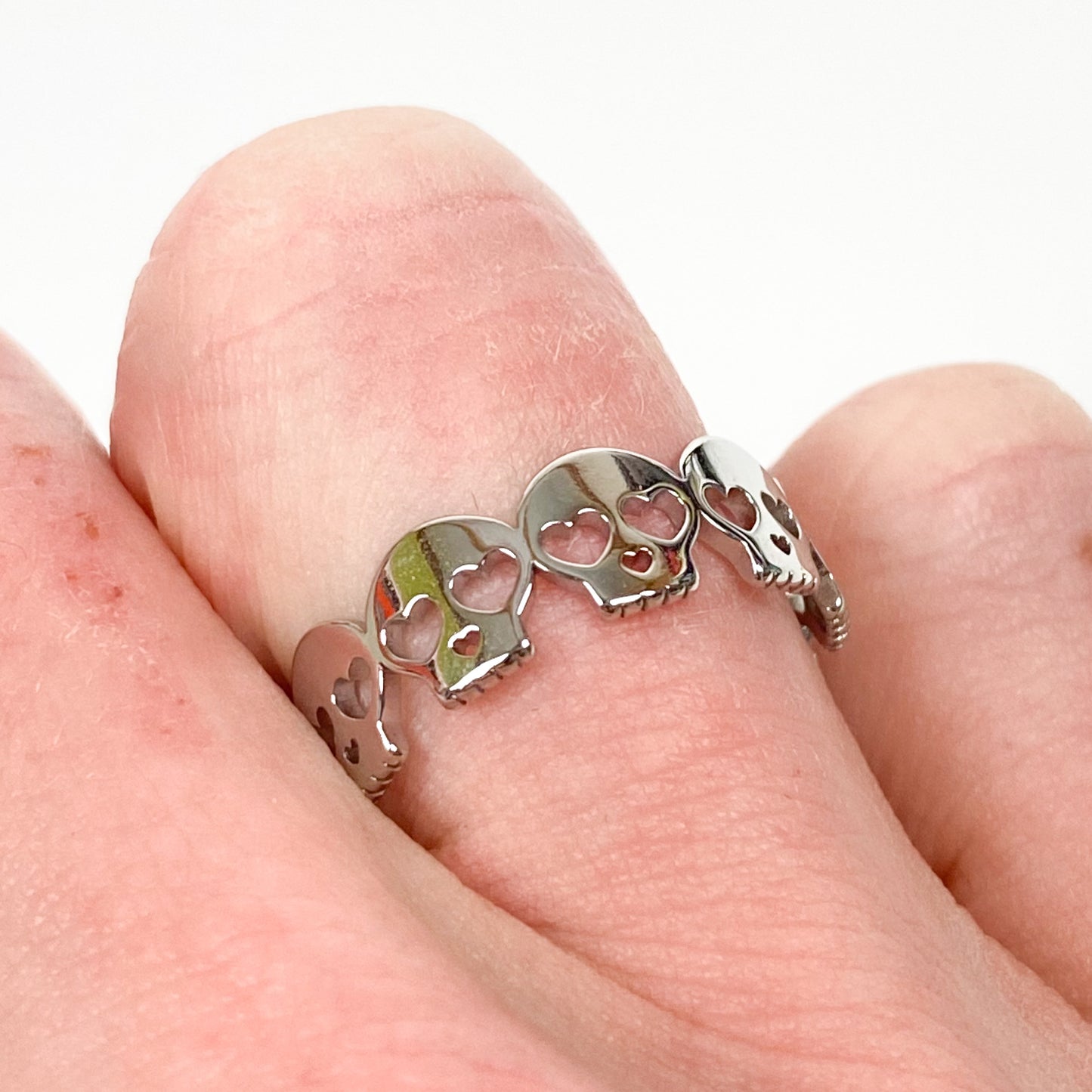 Vintage Adjustable Skull Ring Silver
