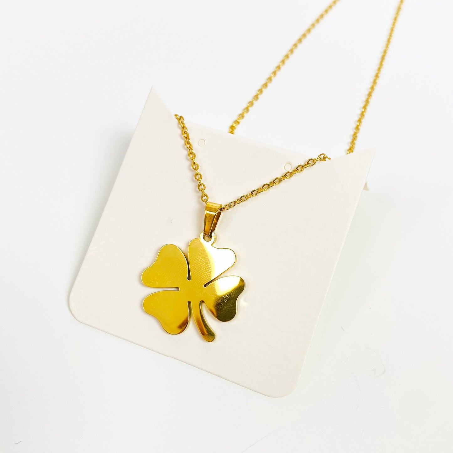 Vintage Retro Shamrock Necklace Chain Gold