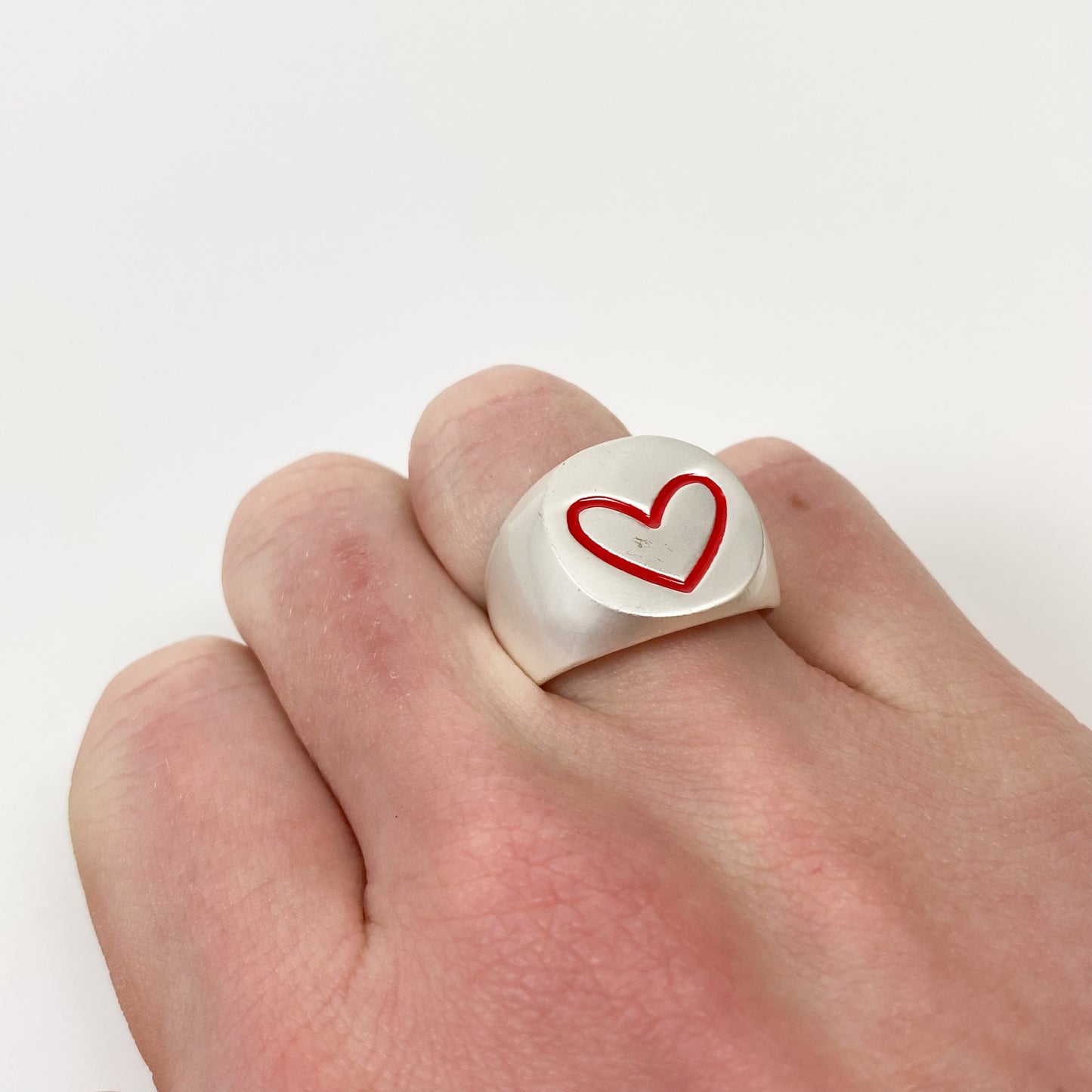 Vintage Heart Signet Ring Silver