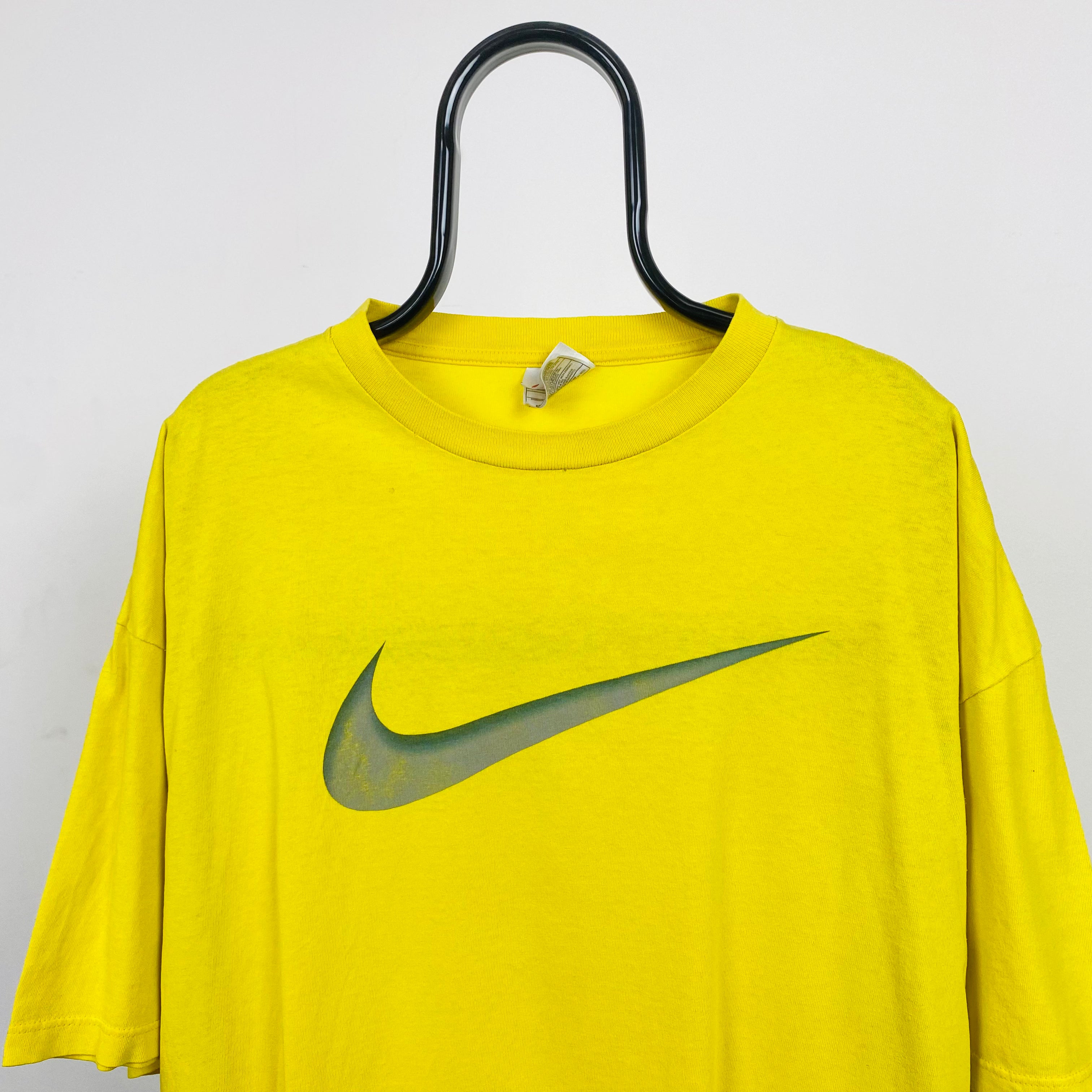 90s Nike Swoosh T Shirt Yellow XXL Clout Closet