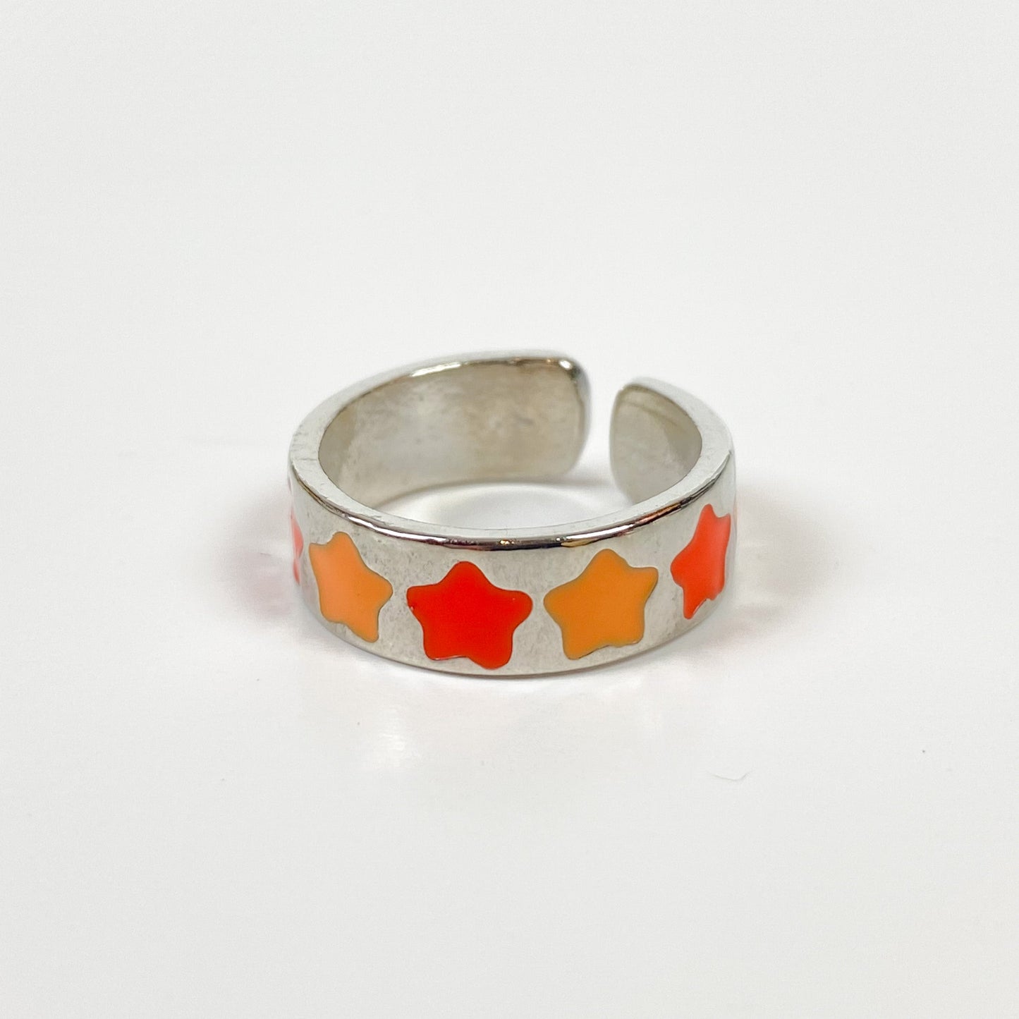 Retro Adjustable Star Ring Silver Orange